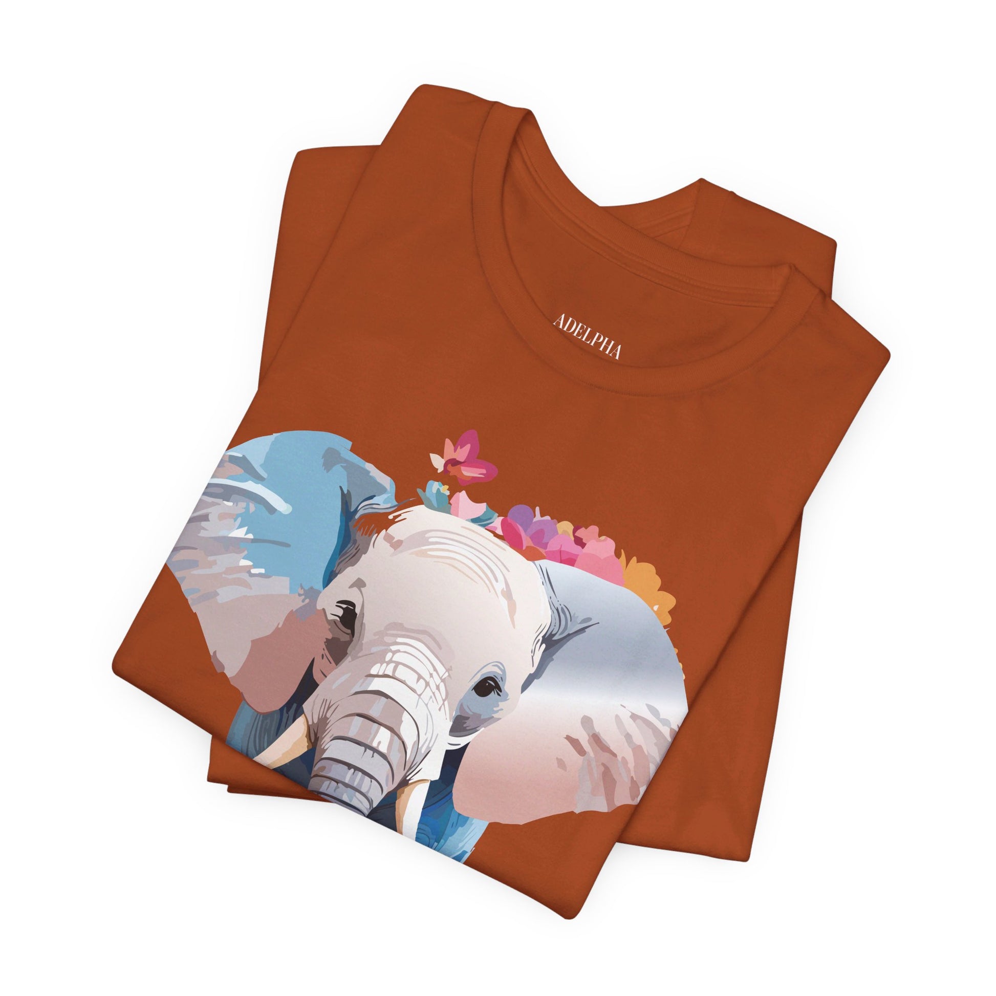 Natural Cotton Tee Shirt with Elephant Printify