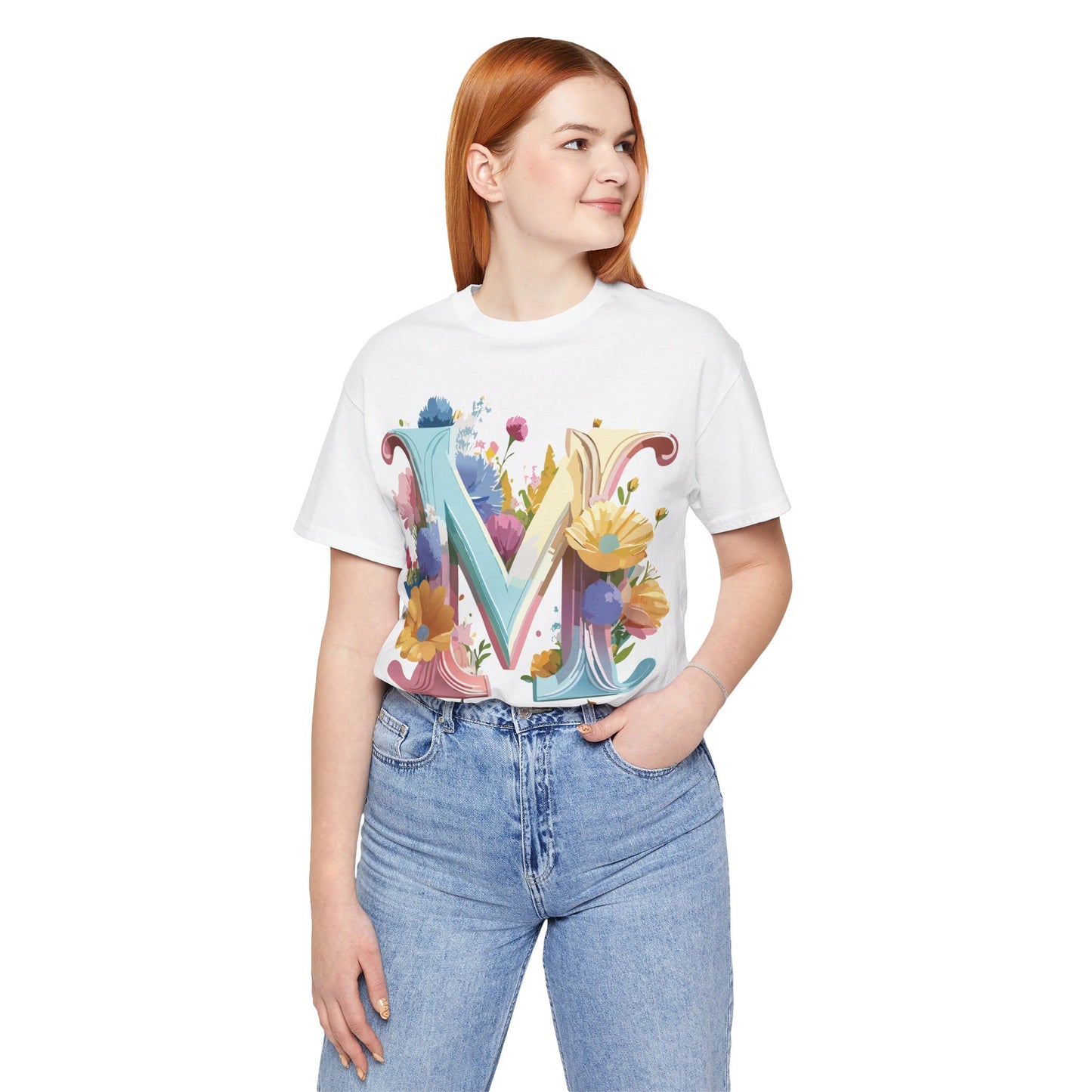 Natural Cotton Tee Shirt - Letters Collection - M Printify