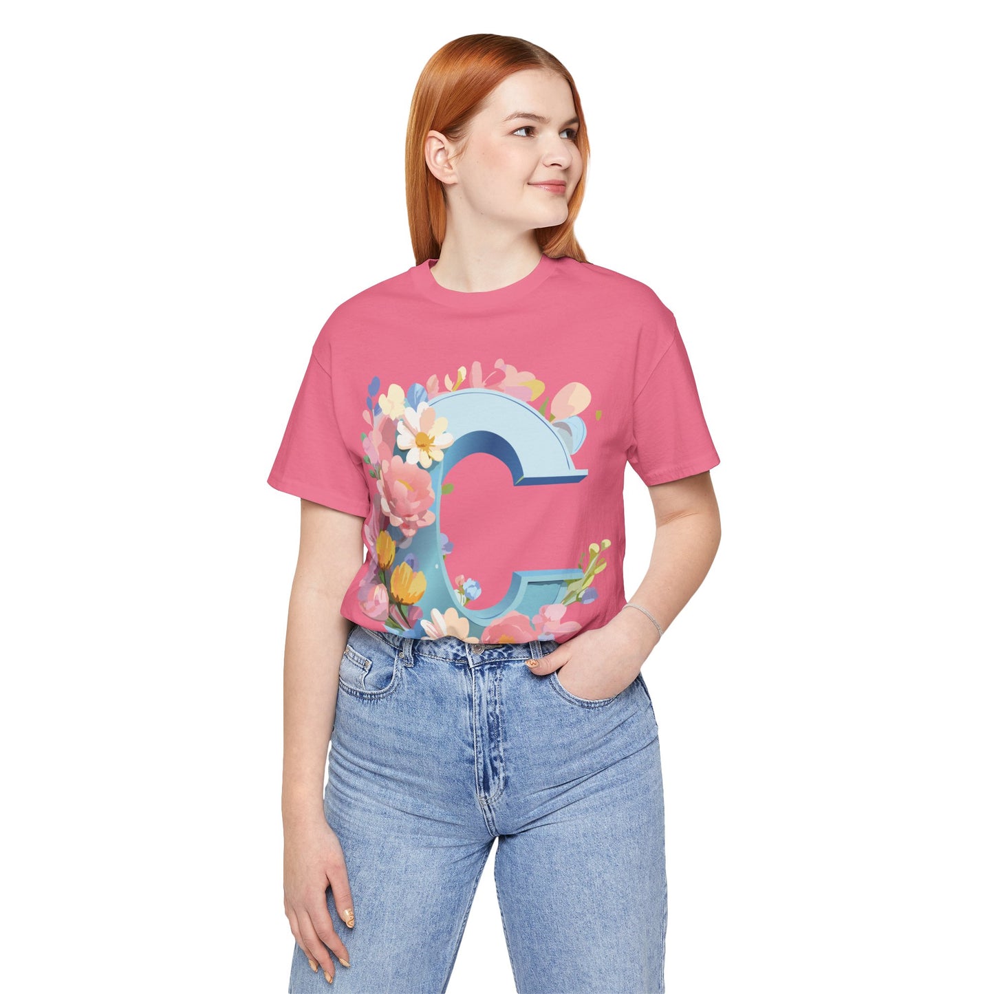 Natural Cotton Tee Shirt - Letters Collection - C Printify