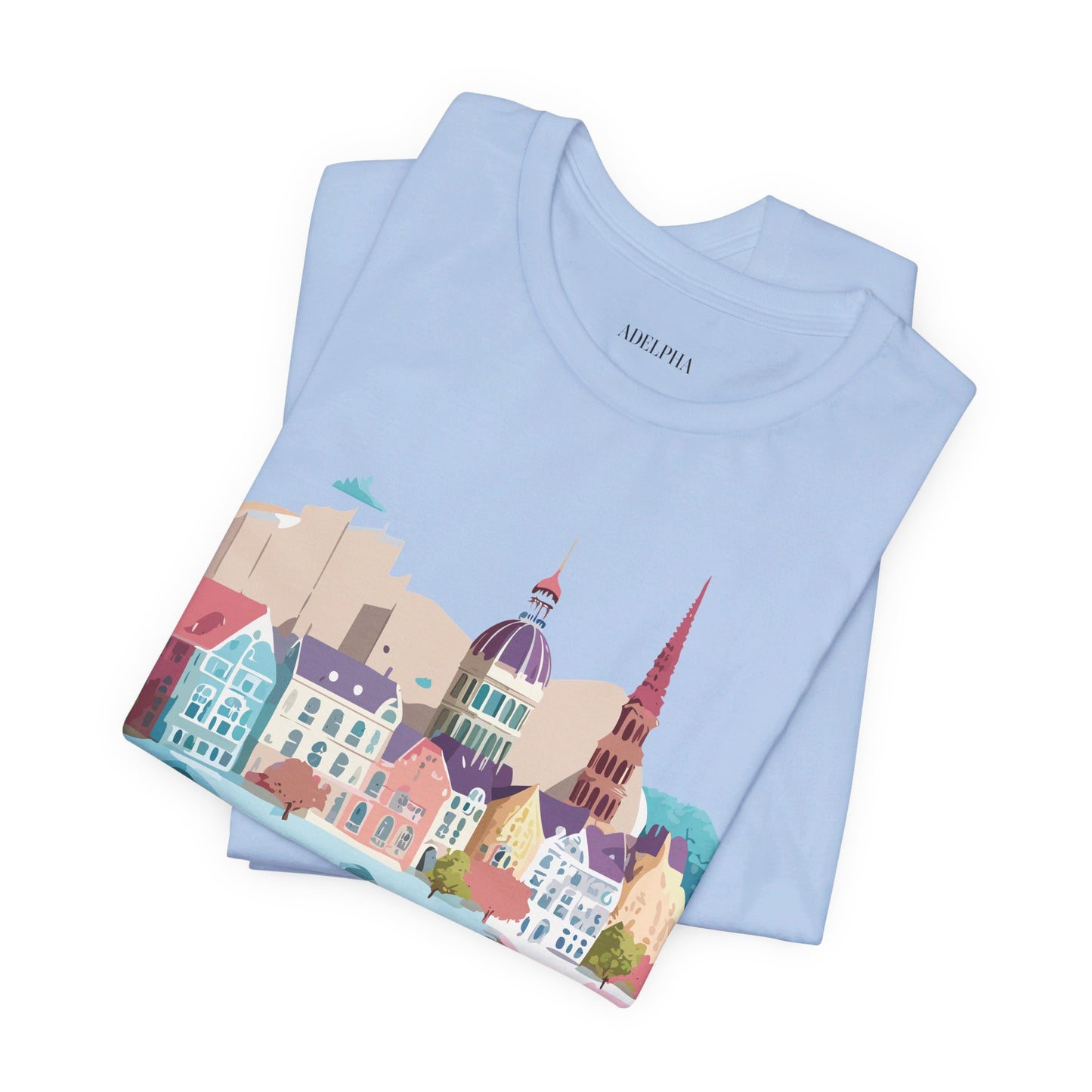 Natural Cotton Tee Shirt - Beautiful Places Collection - Warnemünde and Rostock - Germany Printify