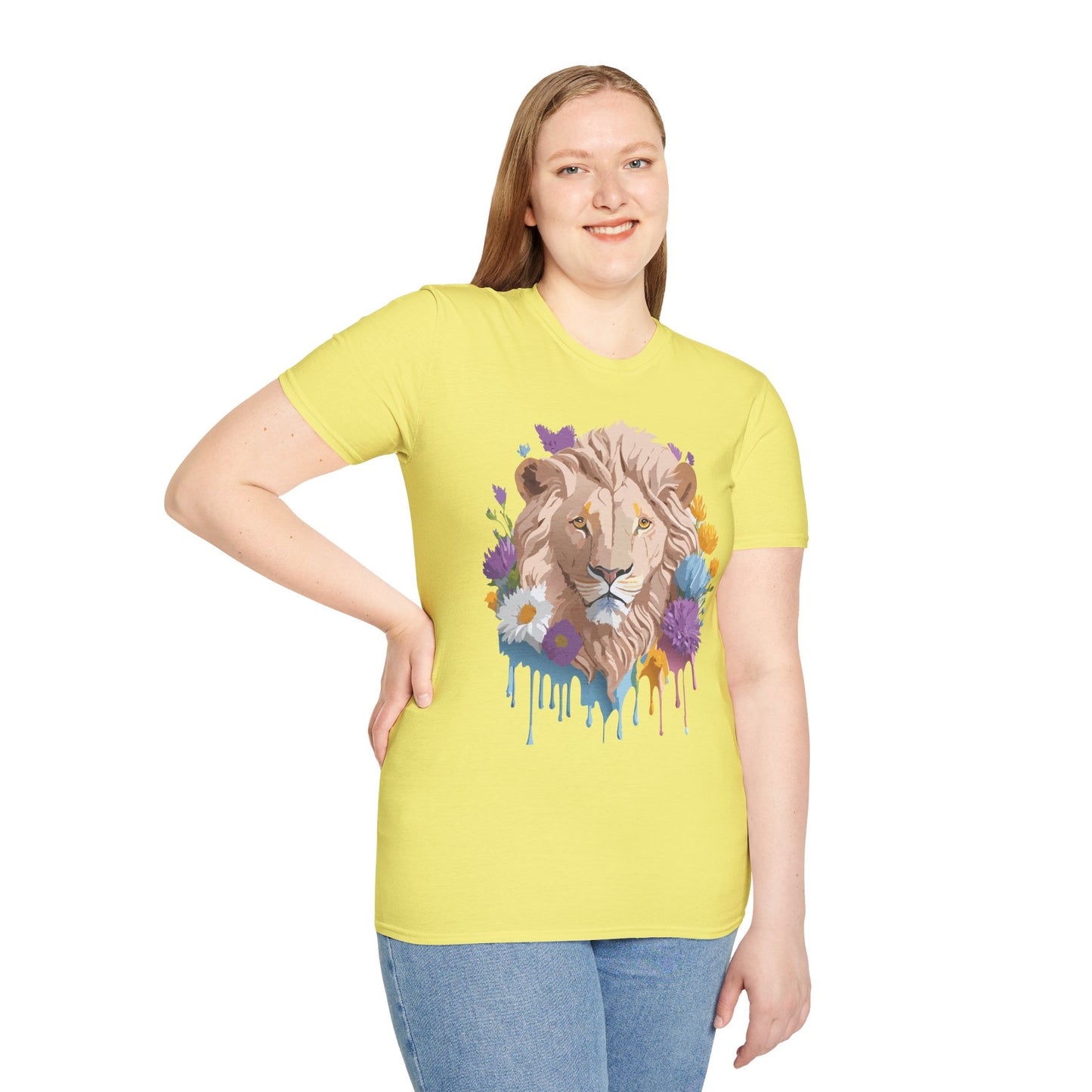 Lion Shirt, Shirt with Lion, Floral Lion Tee, Shirt with Animals