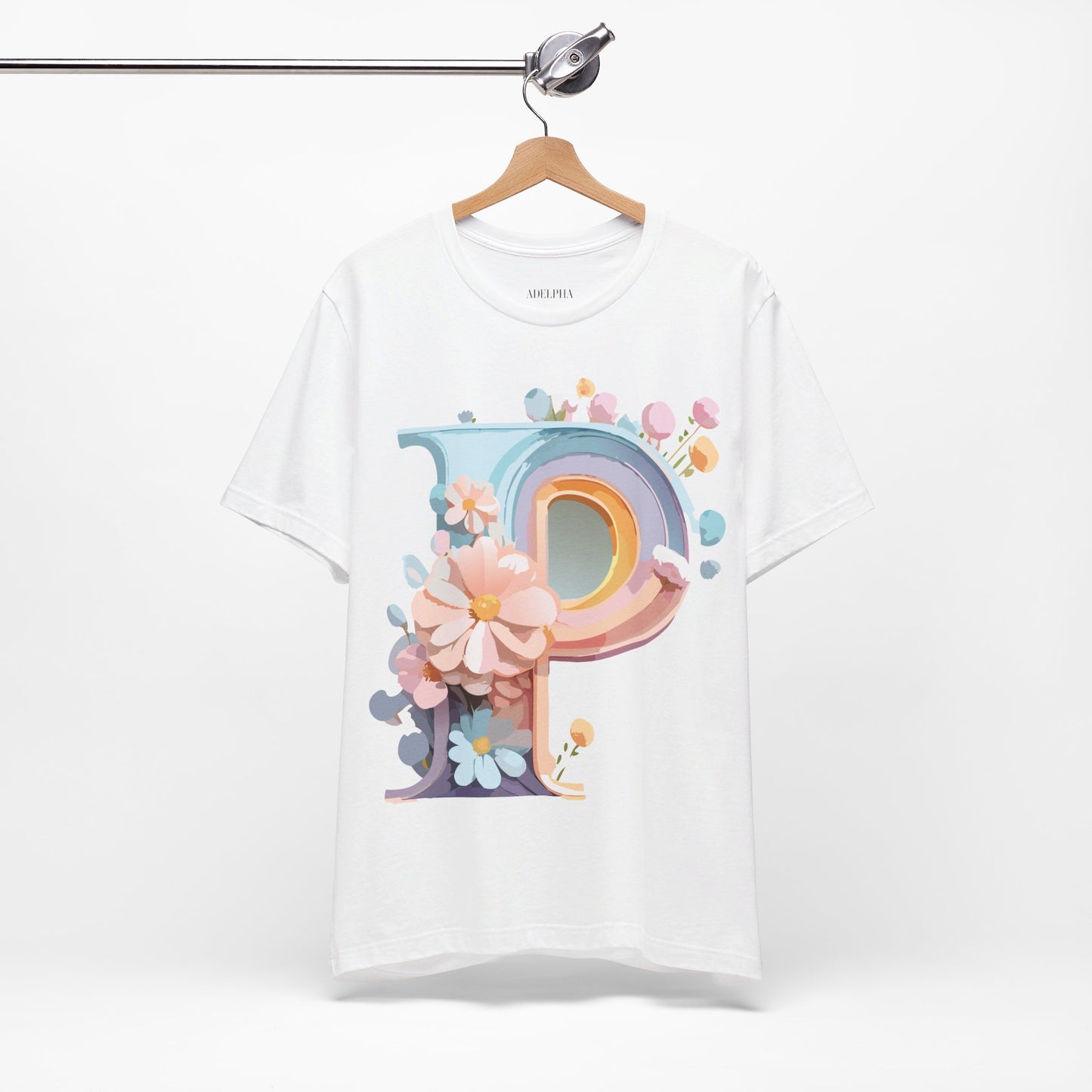 Natural Cotton Tee Shirt - Letters Collection - P Printify