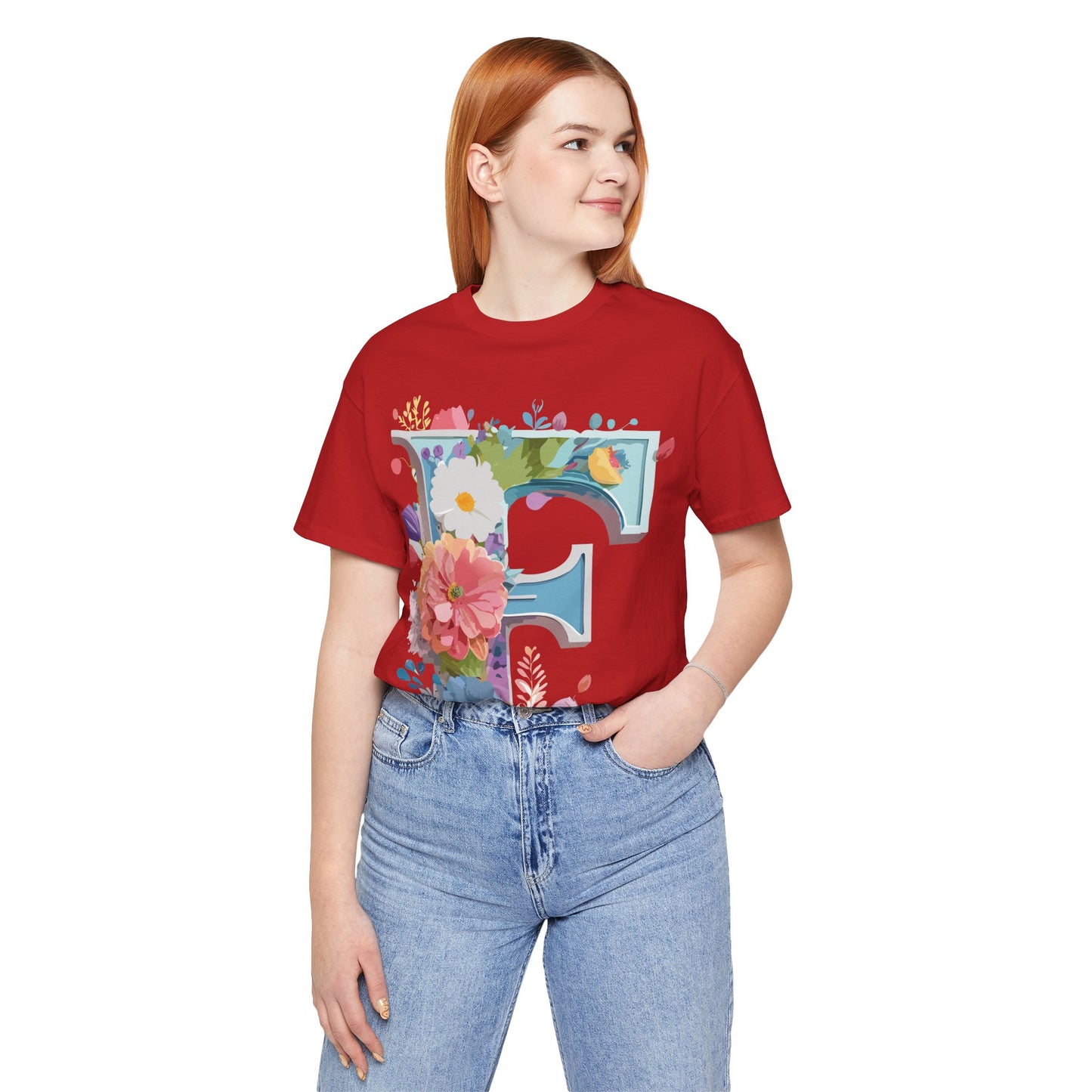 Natural Cotton Tee Shirt - Letters Collection - F Printify