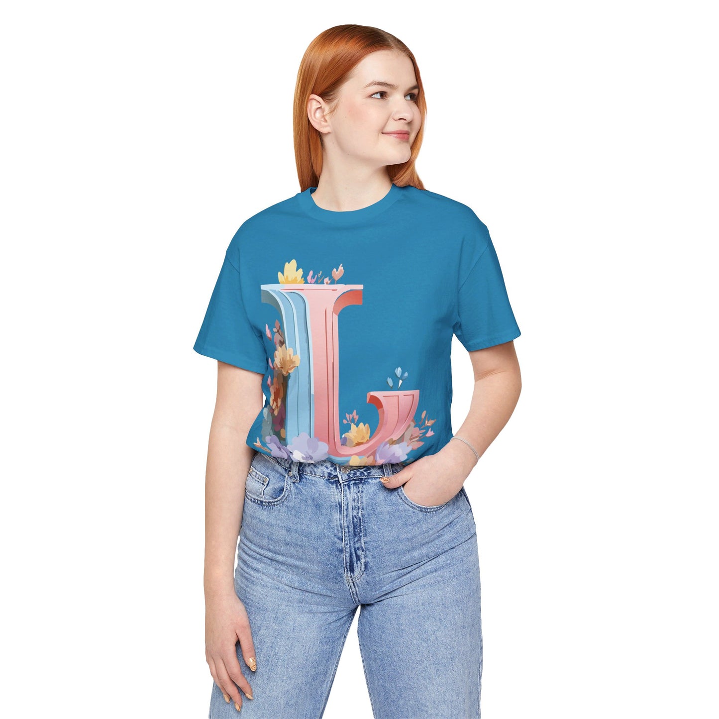Natural Cotton Tee Shirt - Letters Collection - L Printify
