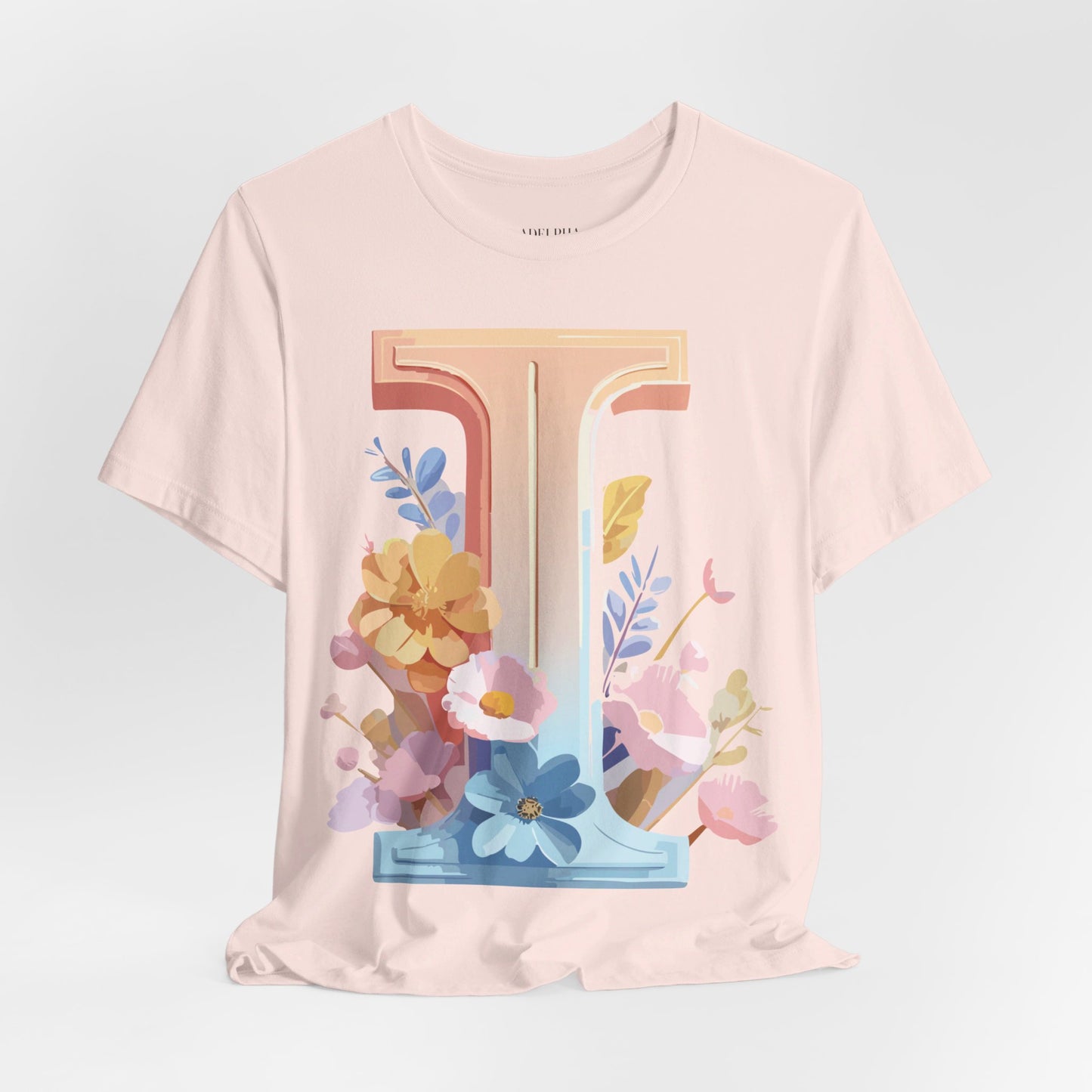 Natural Cotton Tee Shirt - Letters Collection - I Printify