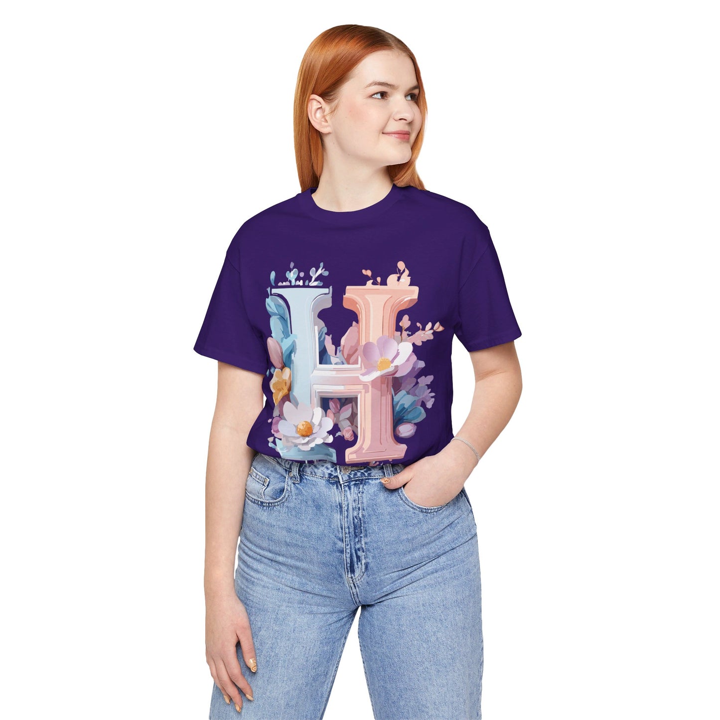 Natural Cotton Tee Shirt - Letters Collection - H Printify