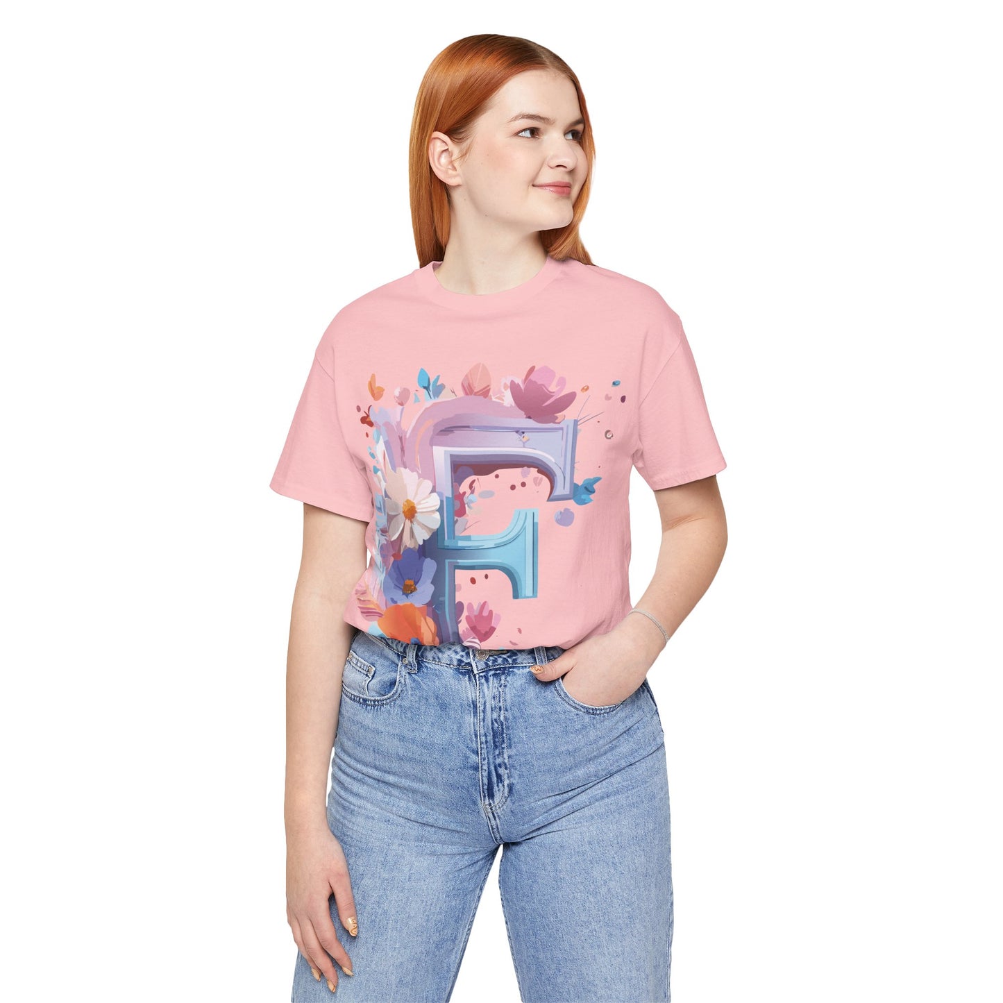 Natural Cotton Tee Shirt - Letters Collection - F Printify