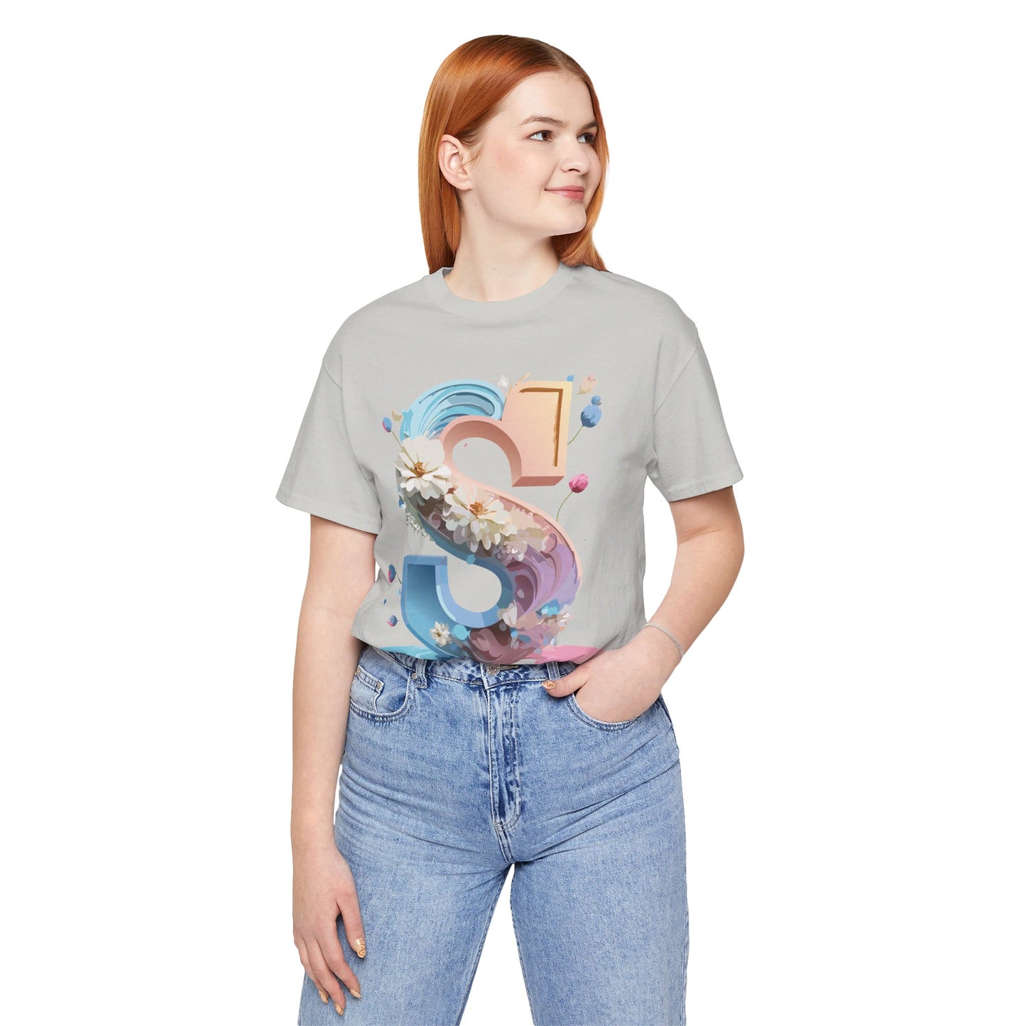 Natural Cotton Tee Shirt - Letters Collection - S Printify