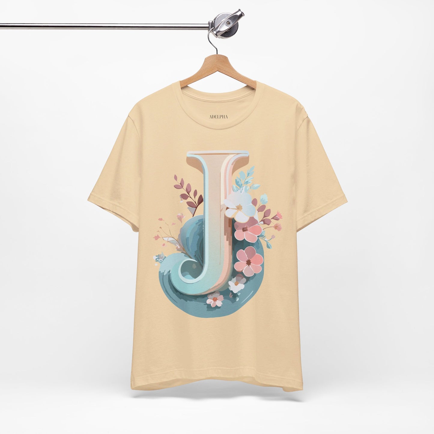 Natural Cotton Tee Shirt - Letters Collection - J Printify