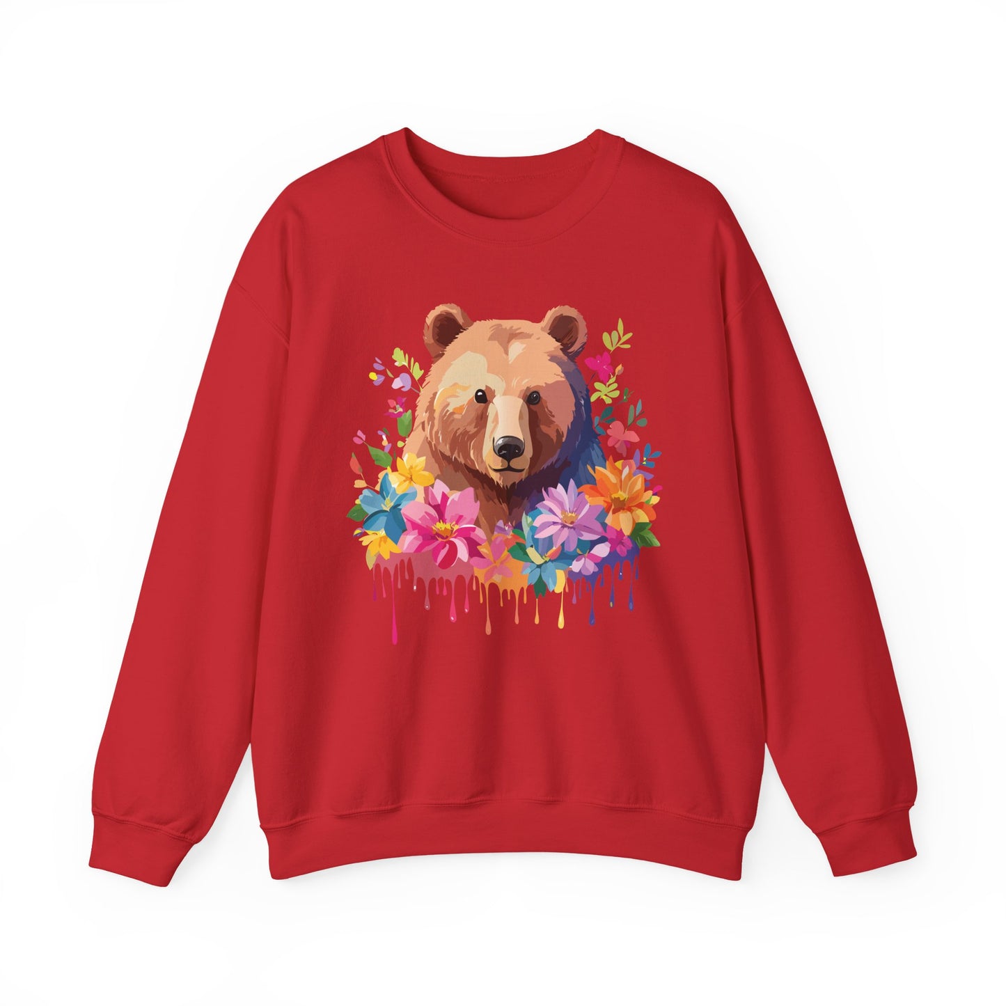 Unisex Floral Bear Sweatshirt, Animals Sweatshirt, Floral Sweatshirt, Art Design Sweatshirt