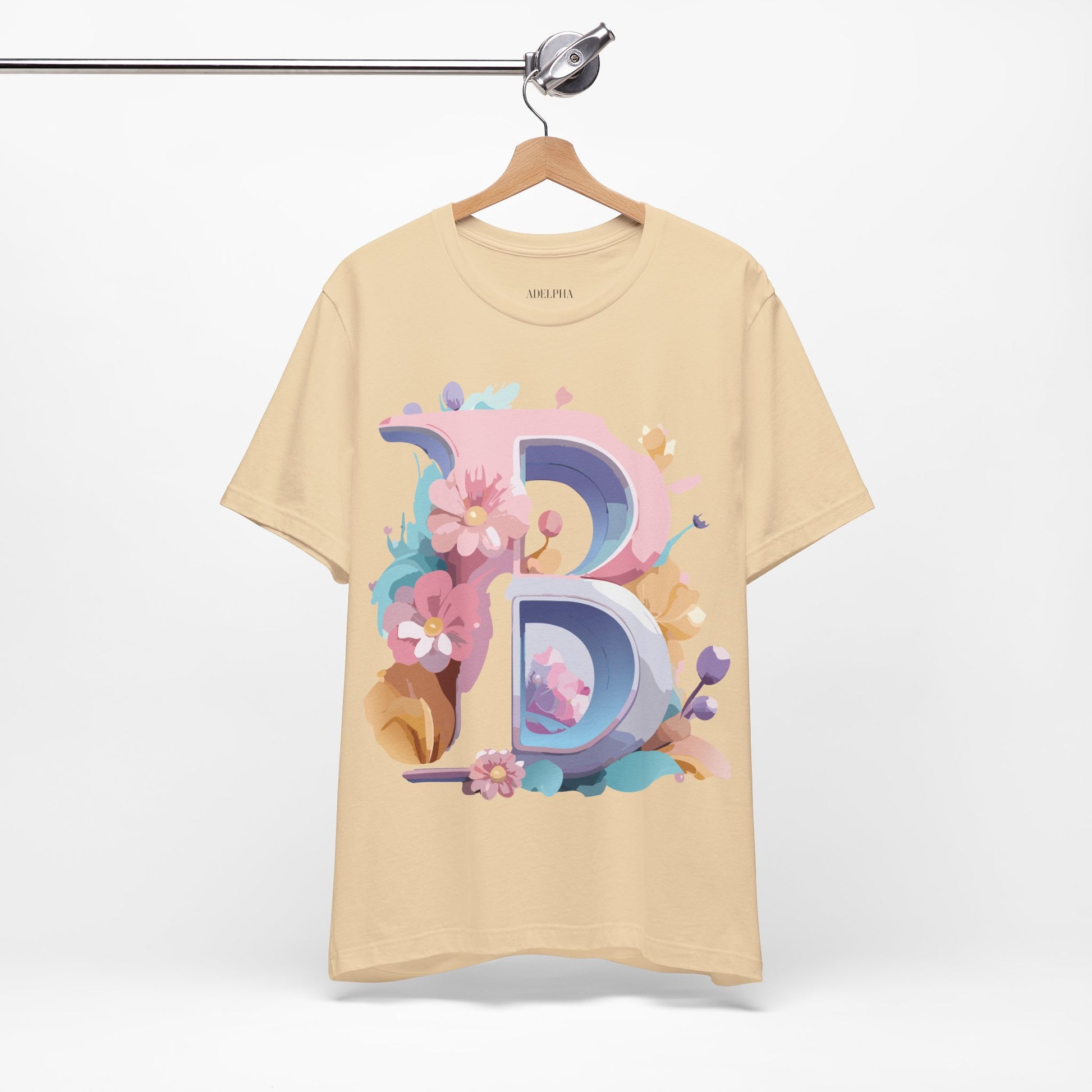 Natural Cotton Tee Shirt - Letters Collection - B Printify