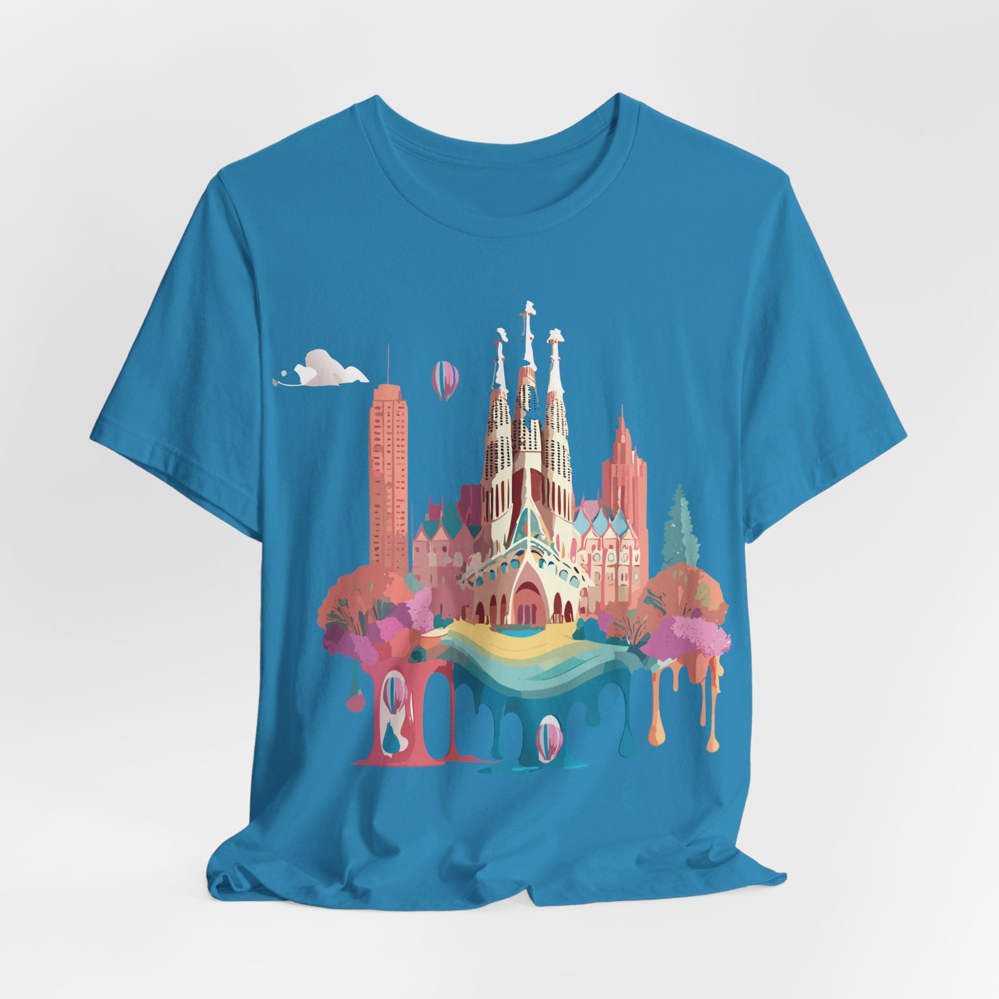 Natural Cotton Tee Shirt - Beautiful Places Collection - Barcelona Printify