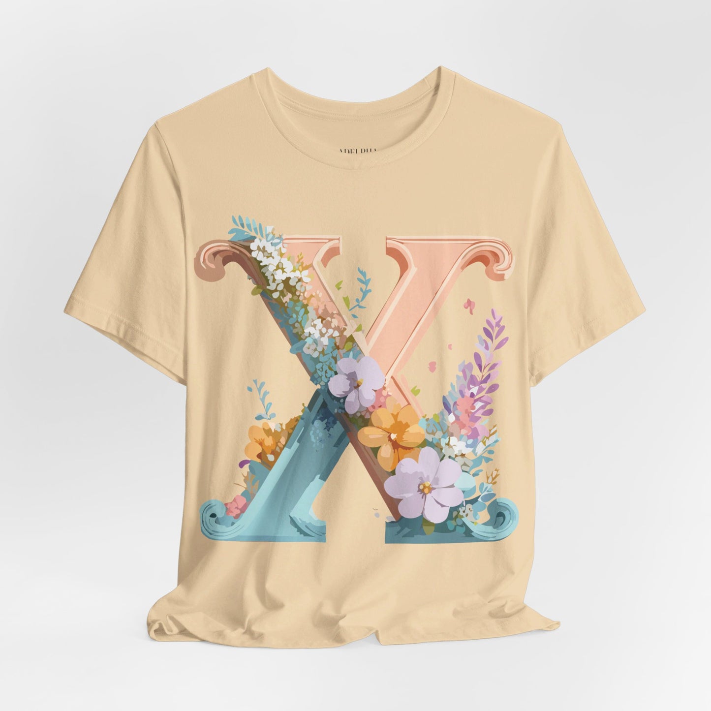 Natural Cotton Tee Shirt - Letters Collection - X Printify