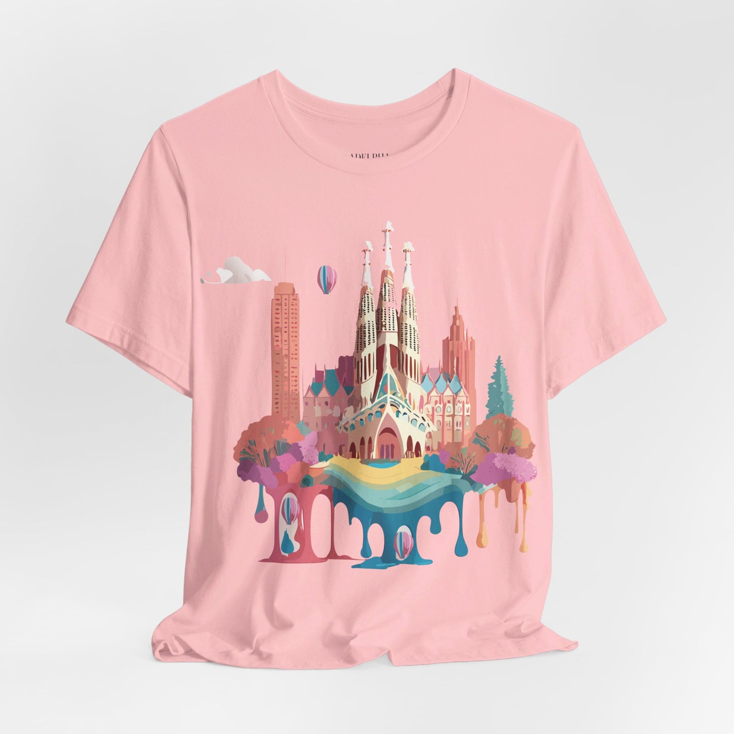 Natural Cotton Tee Shirt - Beautiful Places Collection - Barcelona Printify