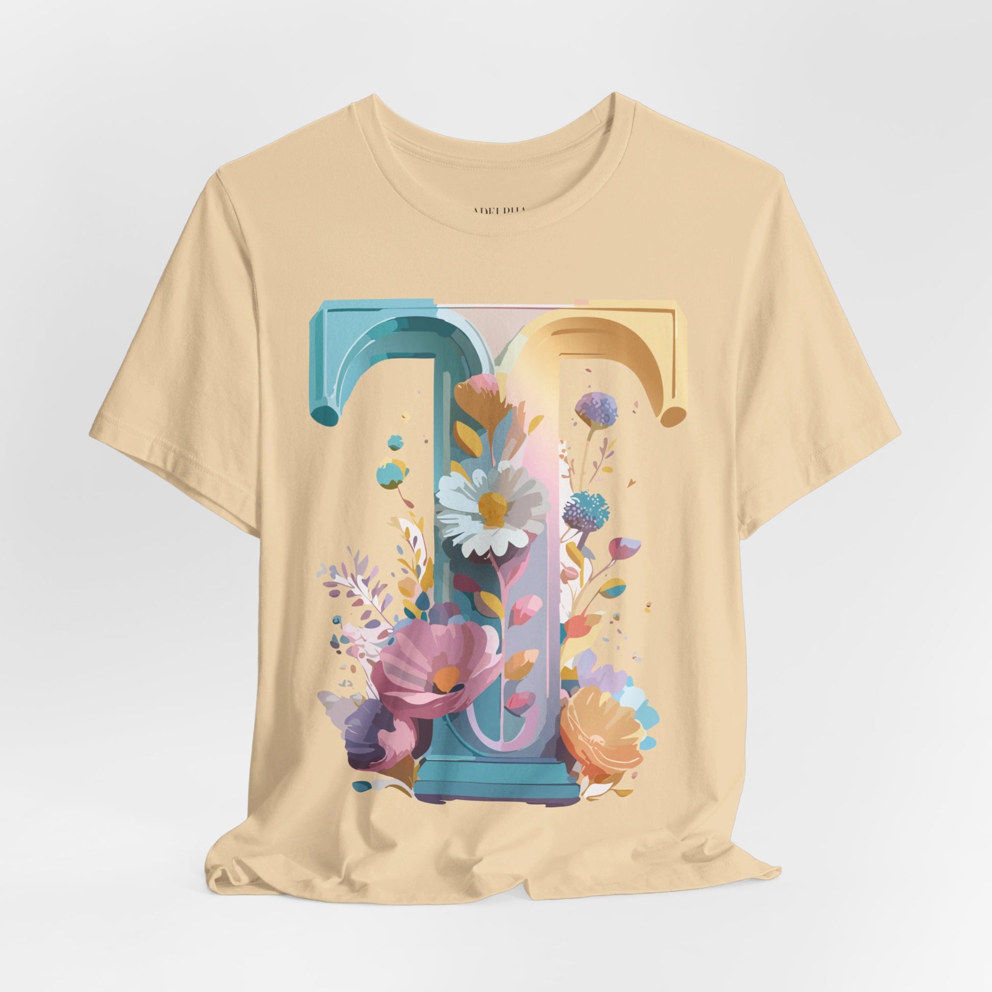 Natural Cotton Tee Shirt - Letters Collection - T Printify