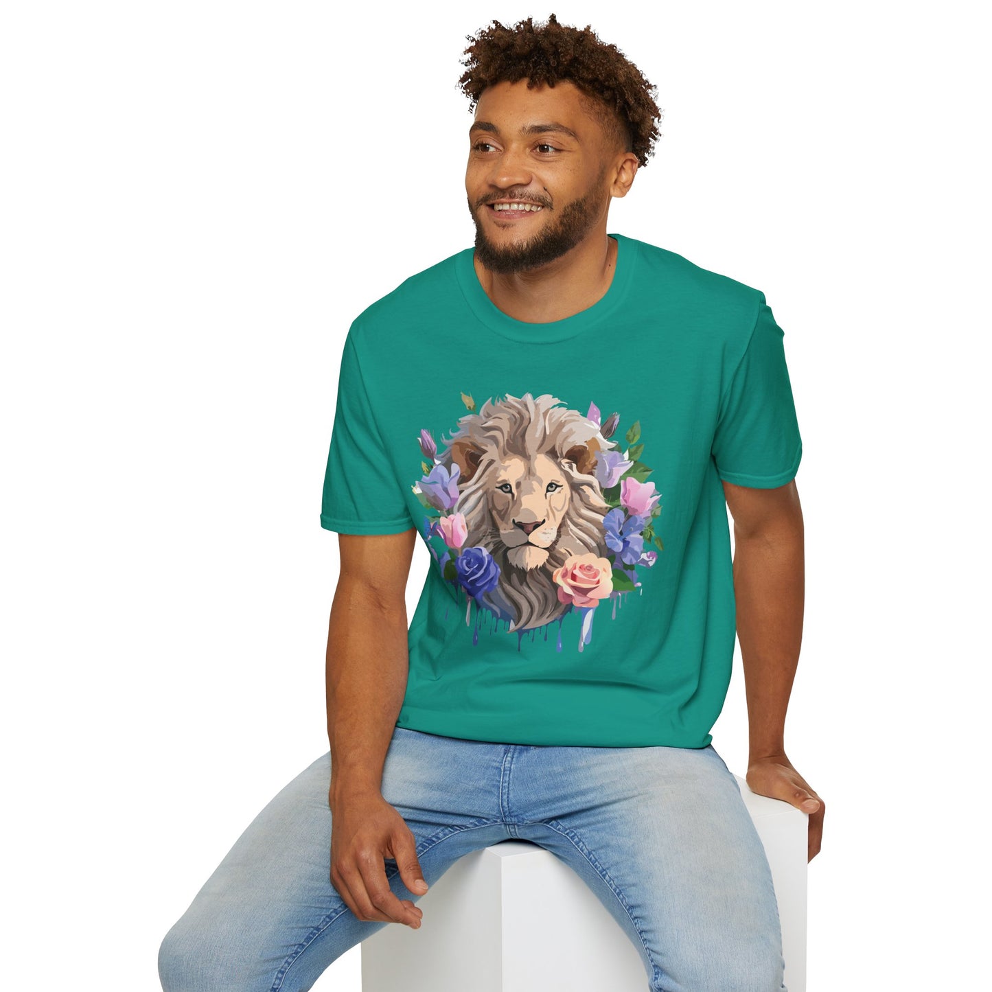 Lion Shirt, Shirt with Lion, Floral Lion Tee, Shirt with Animals