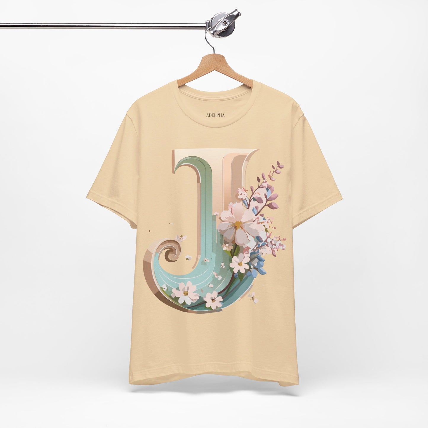 Natural Cotton Tee Shirt - Letters Collection - J Printify