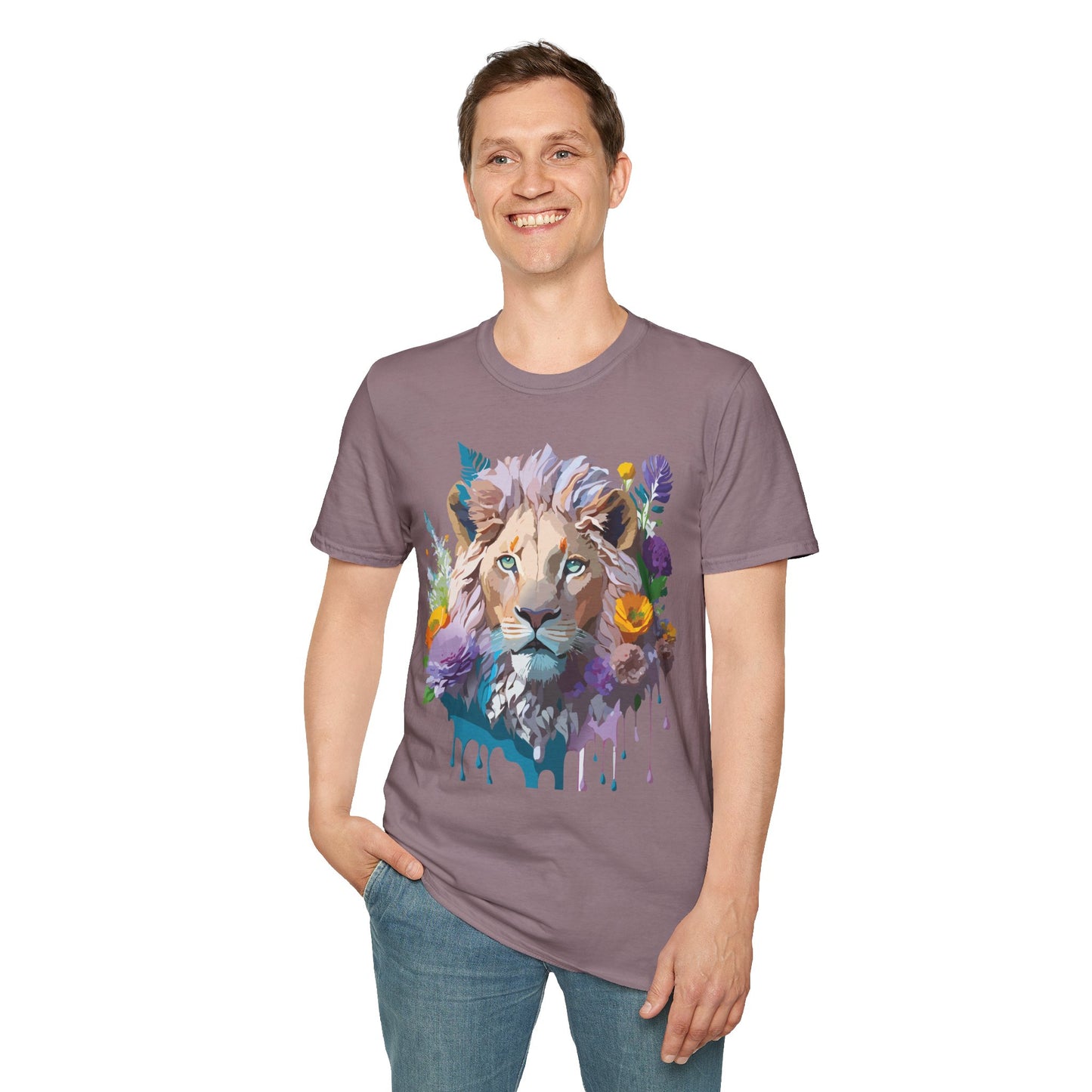 Lion Shirt, Shirt with Lion, Floral Lion Tee, Shirt with Animals