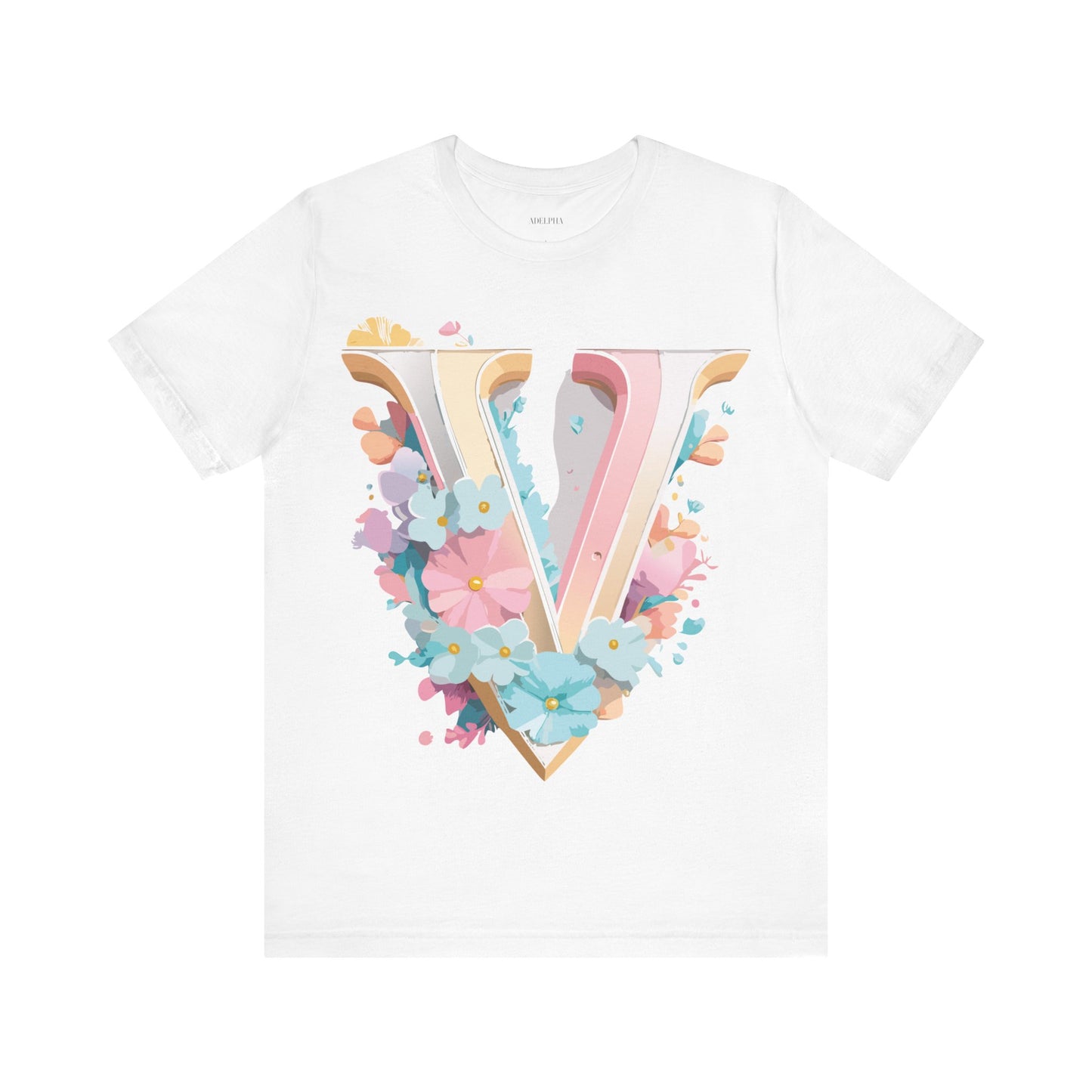 Natural Cotton Tee Shirt - Letters Collection - V Printify
