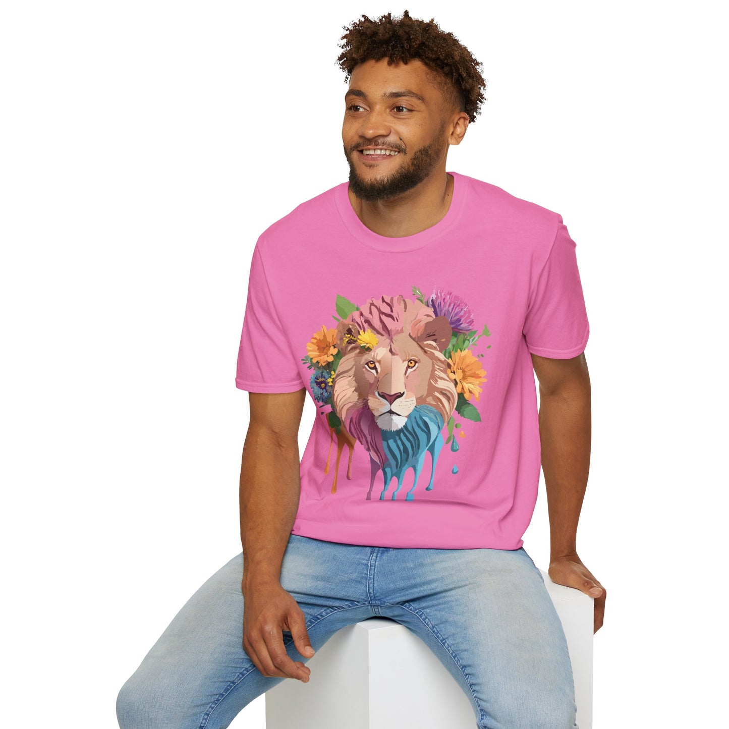 Lion Shirt, Shirt with Lion, Floral Lion Tee, Shirt with Animals
