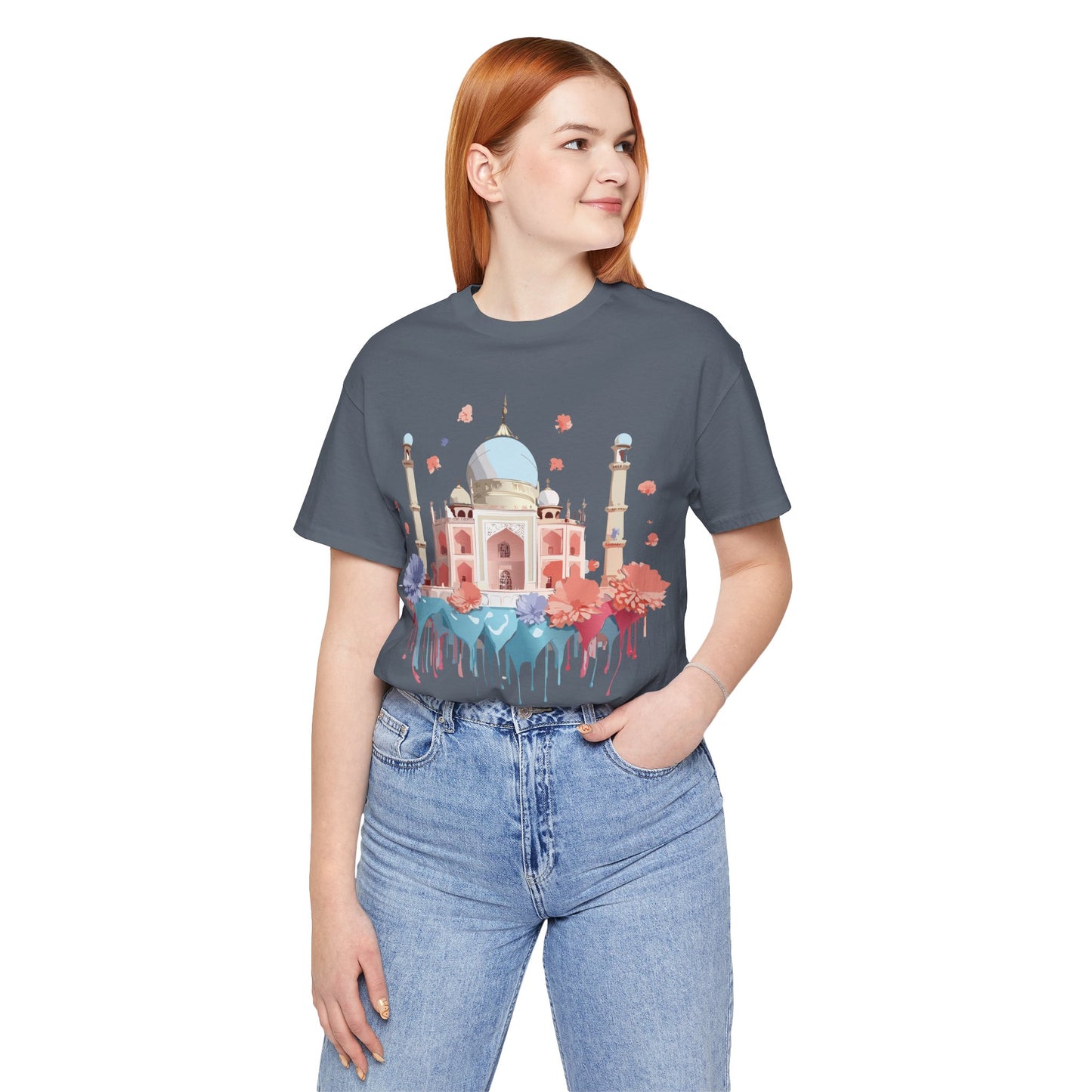 Natural Cotton Tee Shirt - Taj Mahal, India Printify