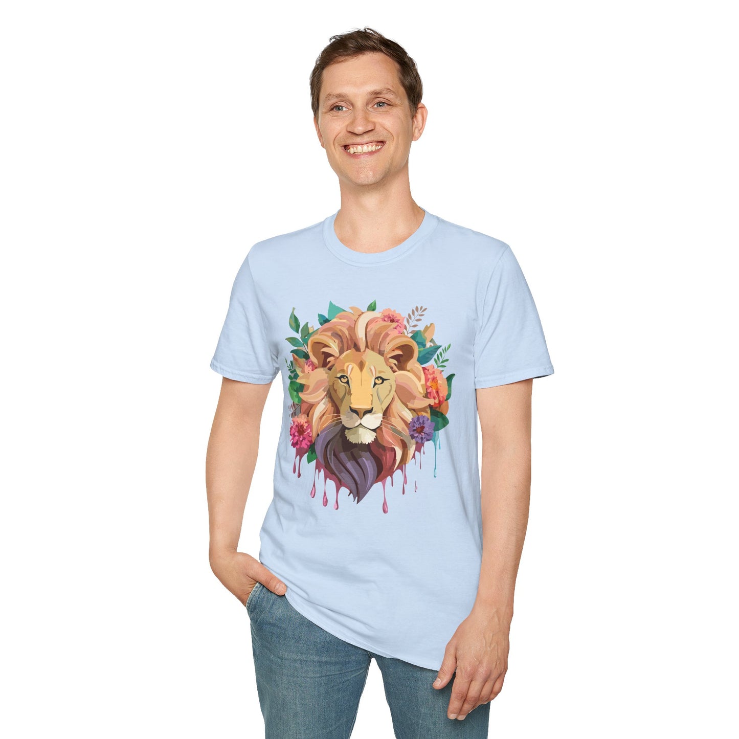 Lion Shirt, Shirt with Lion, Floral Lion Tee, Shirt with Animals