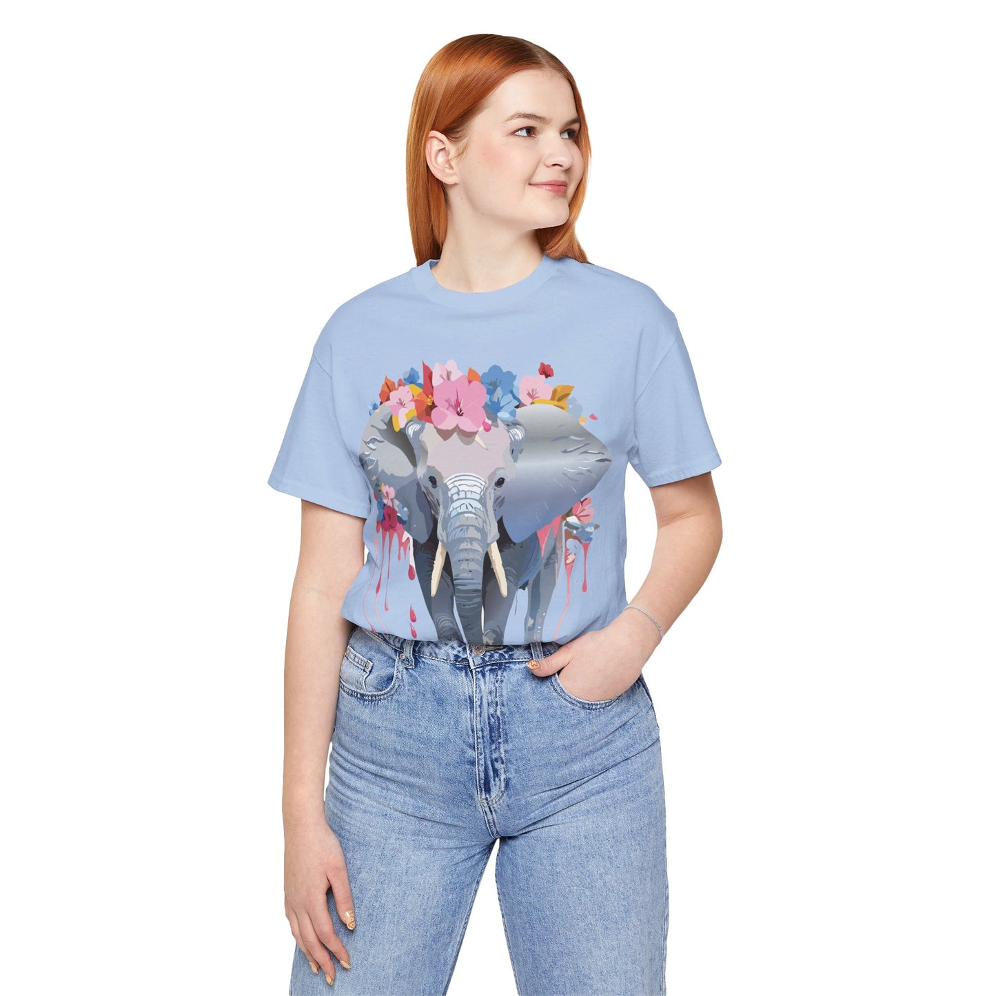 Natural Cotton Tee Shirt with Elephant Printify