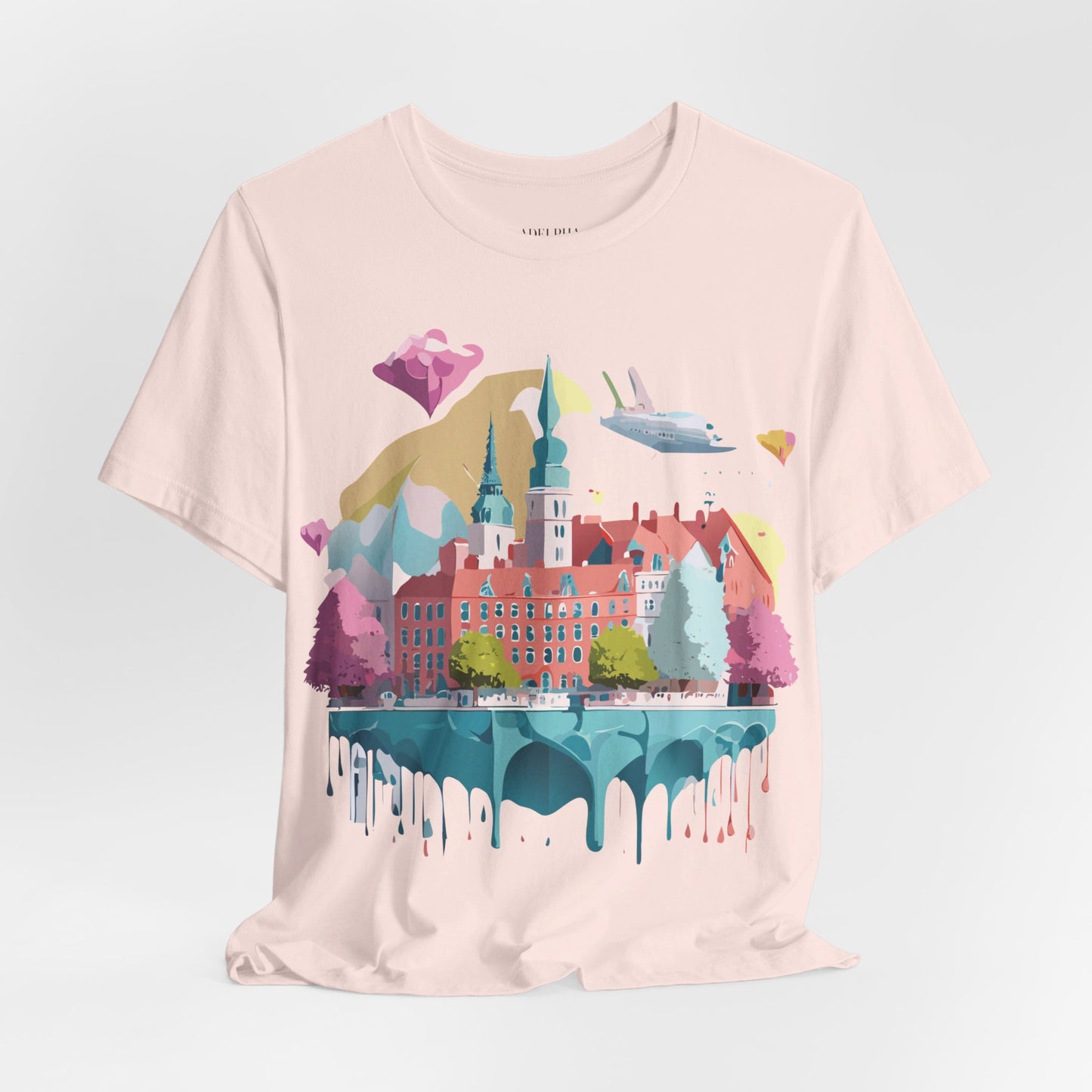 Natural Cotton Tee Shirt - Beautiful Places Collection - Warnemünde and Rostock - Germany Printify