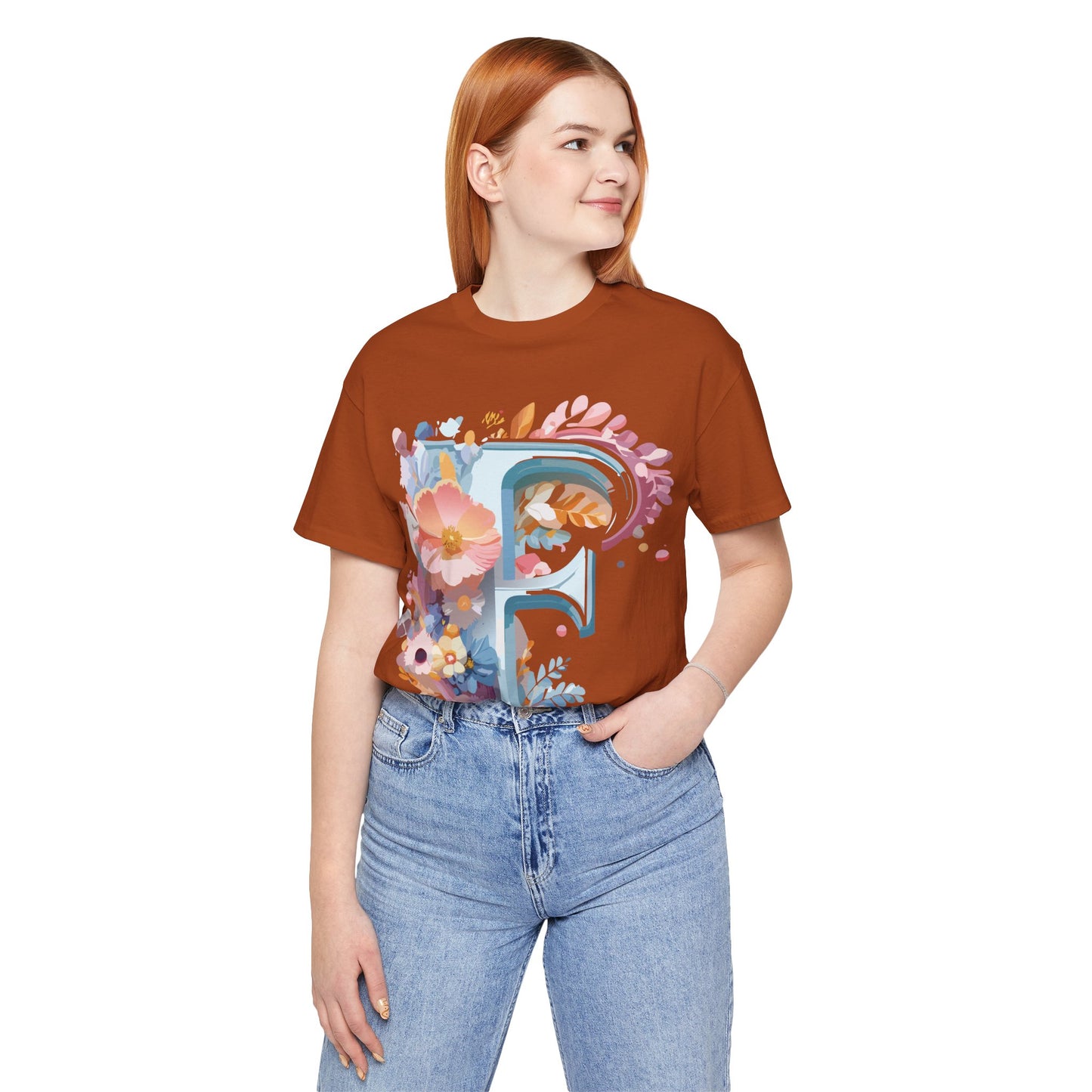 Natural Cotton Tee Shirt - Letters Collection - F Printify