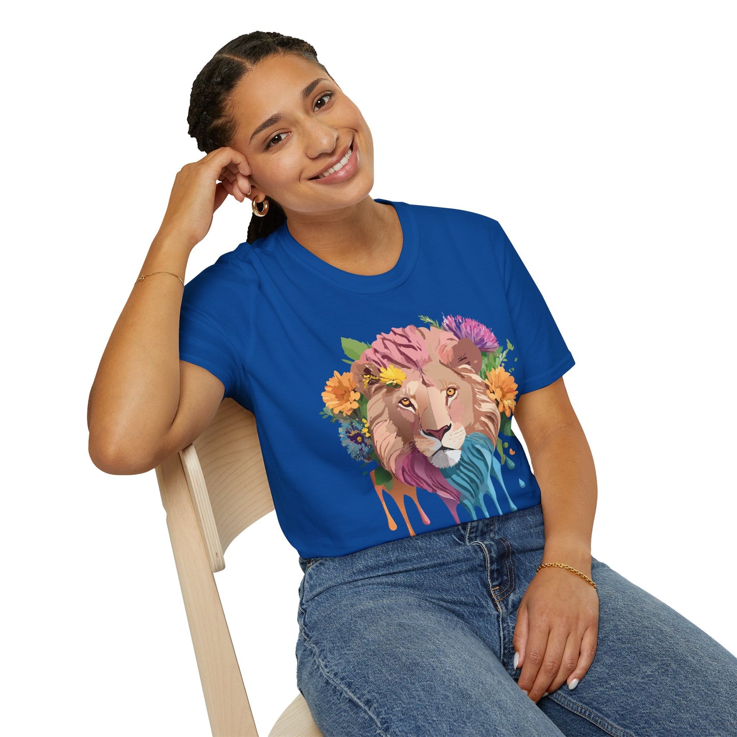 Lion Shirt, Shirt with Lion, Floral Lion Tee, Shirt with Animals