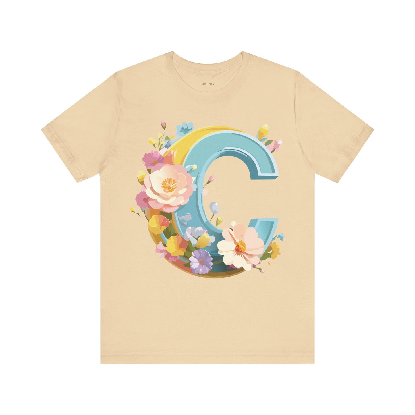 Natural Cotton Tee Shirt - Letters Collection - C Printify