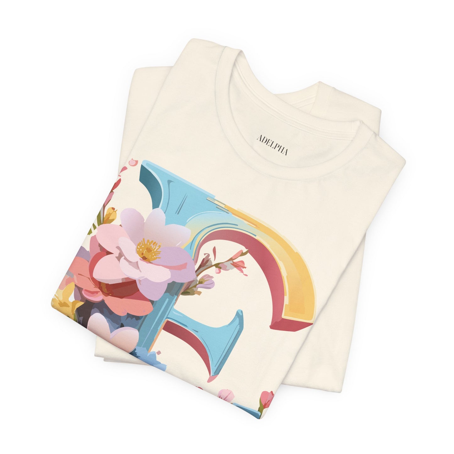 Natural Cotton Tee Shirt - Letters Collection - E Printify