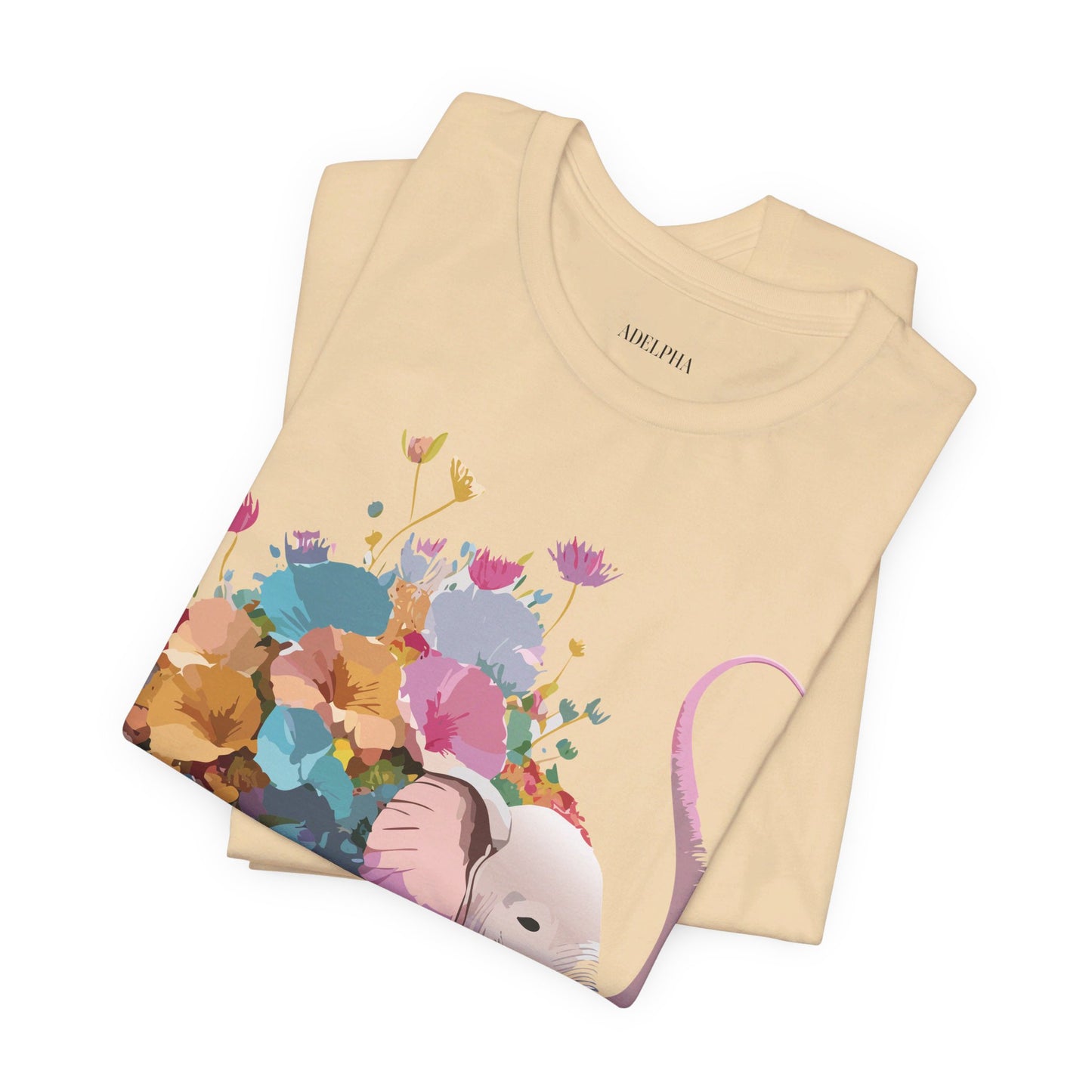 Natural Cotton Tee Shirt with Elephant Printify