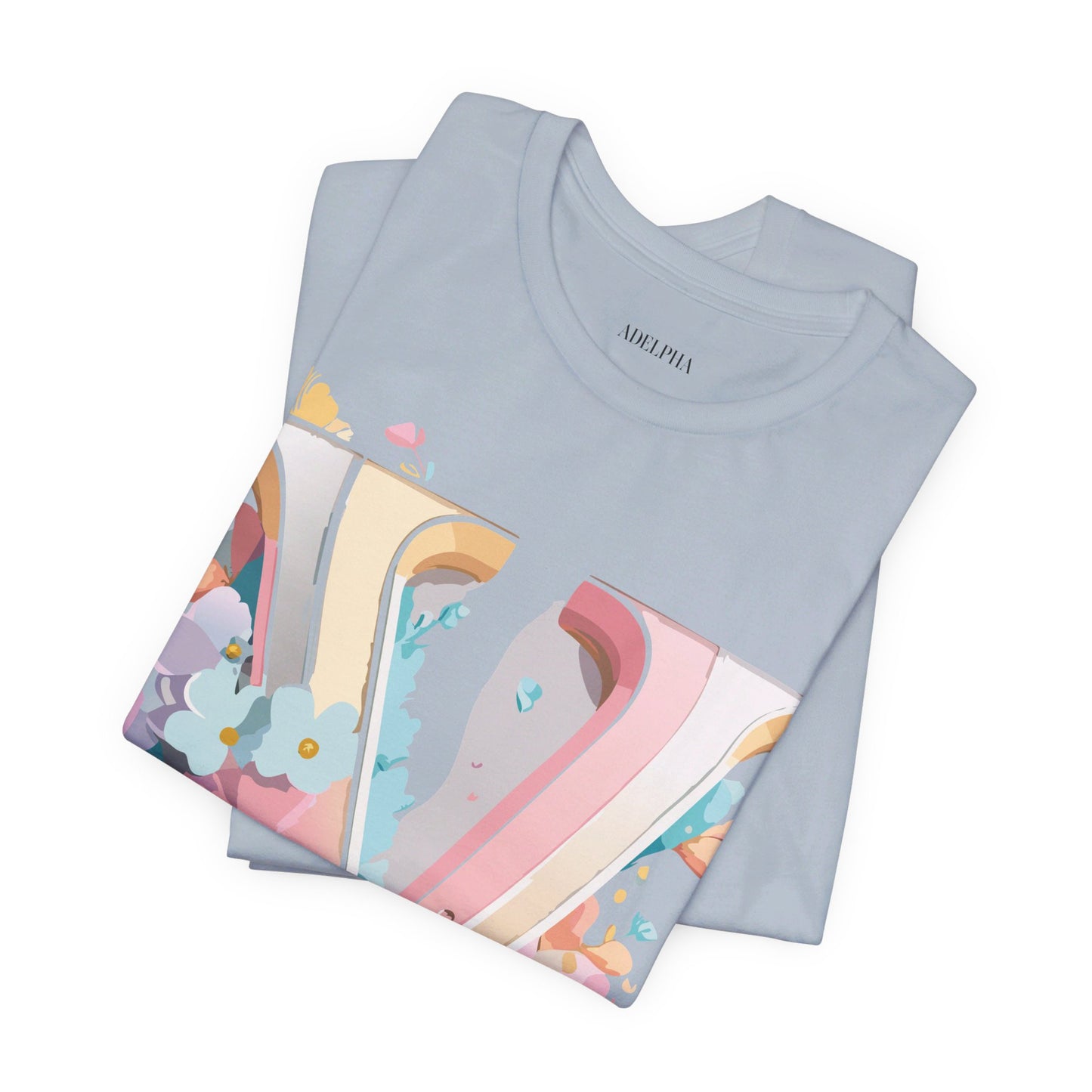 Natural Cotton Tee Shirt - Letters Collection - V Printify