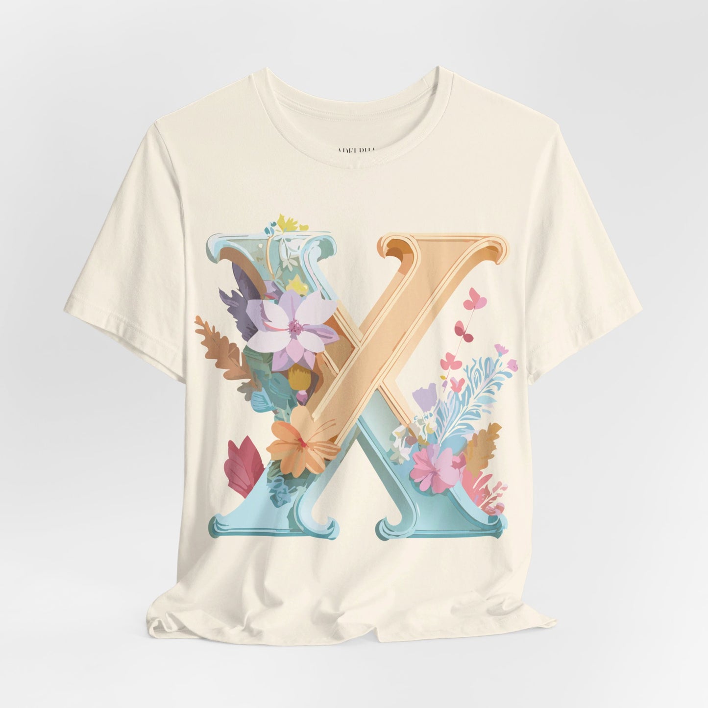 Natural Cotton Tee Shirt - Letters Collection - X Printify