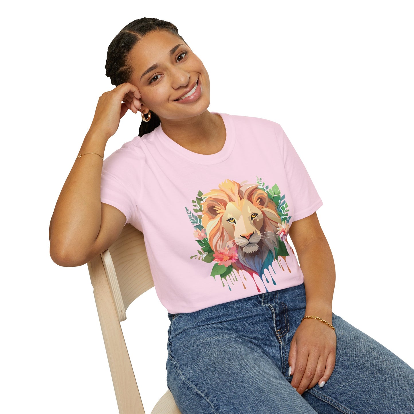 Lion Shirt, Shirt with Lion, Floral Lion Tee, Shirt with Animals