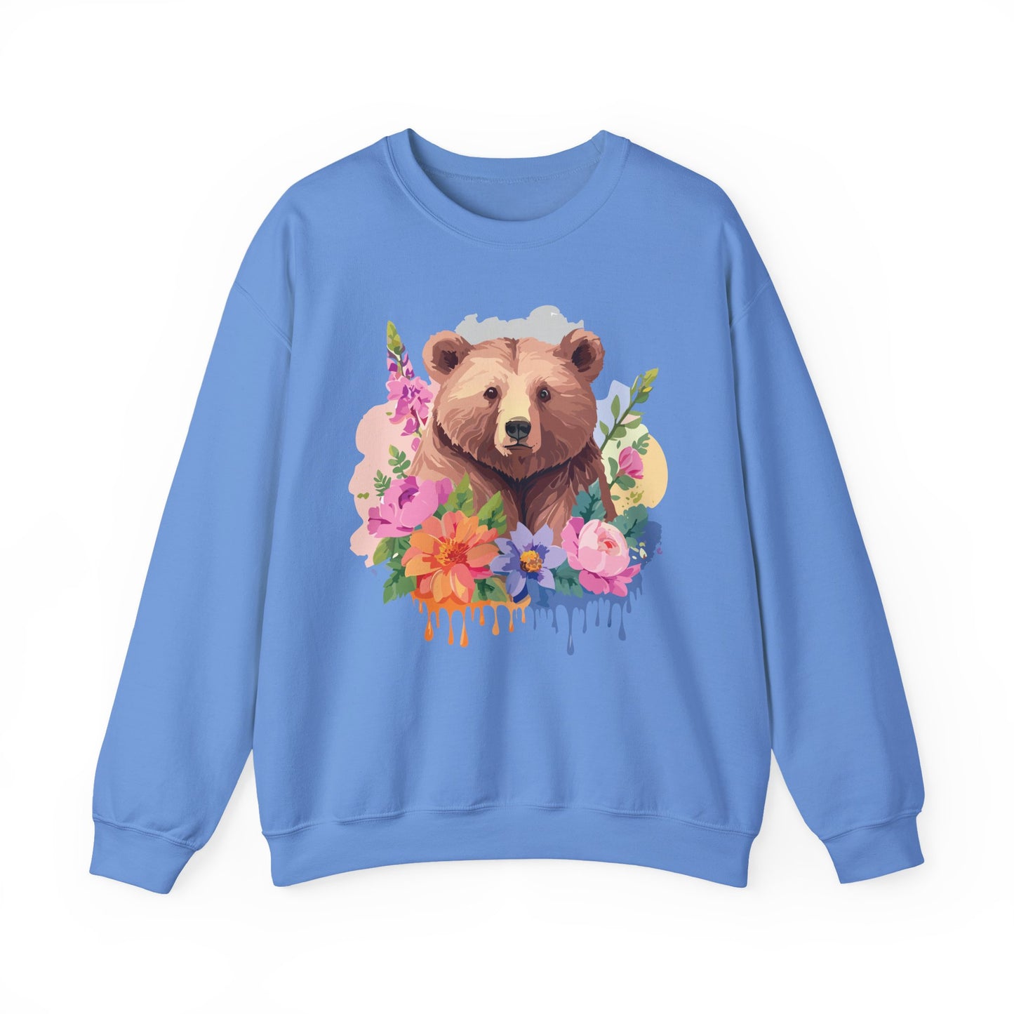 Unisex Floral Bear Sweatshirt, Animals Sweatshirt, Floral Sweatshirt, Art Design Sweatshirt