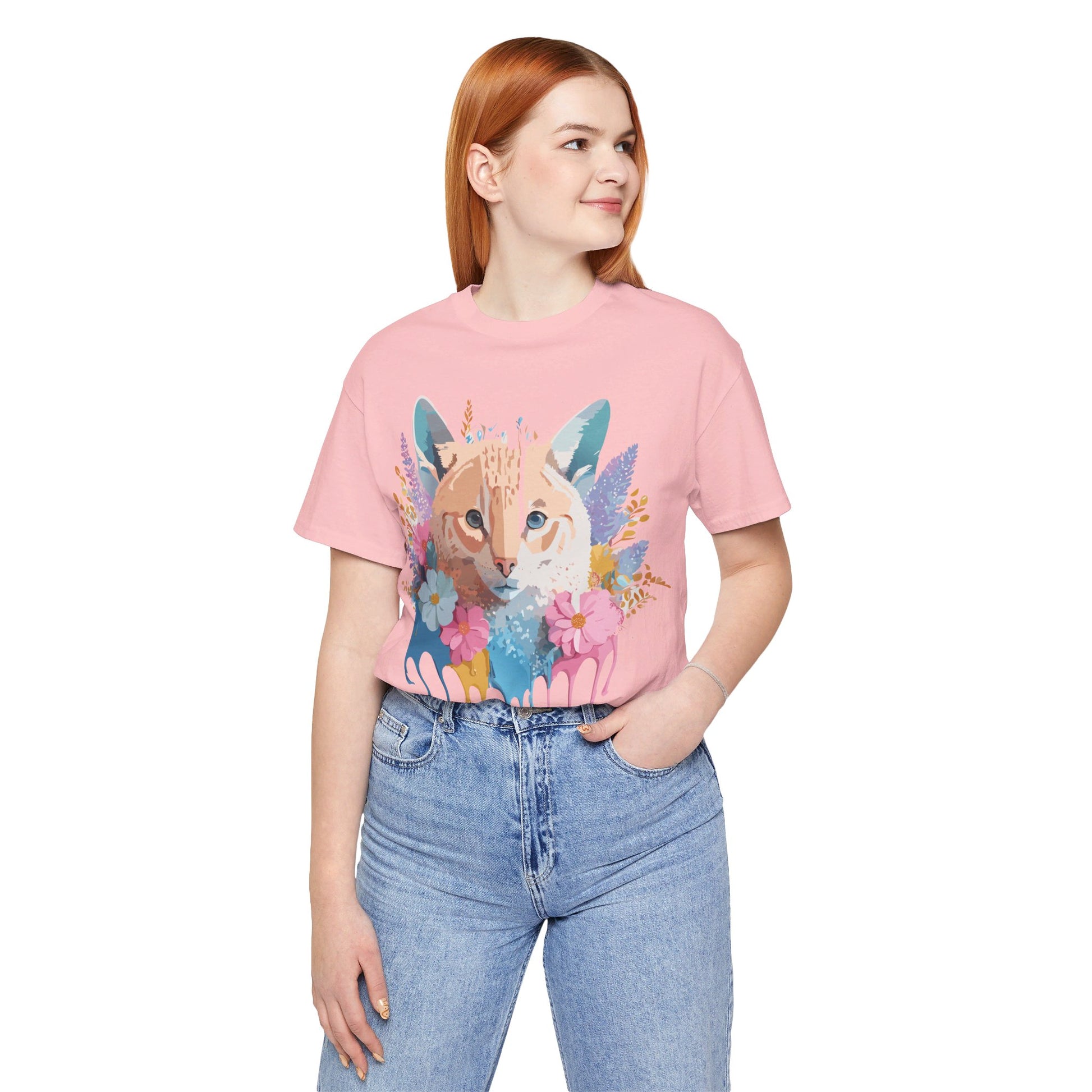 Natural Cotton Tee Shirt with Cat Printify