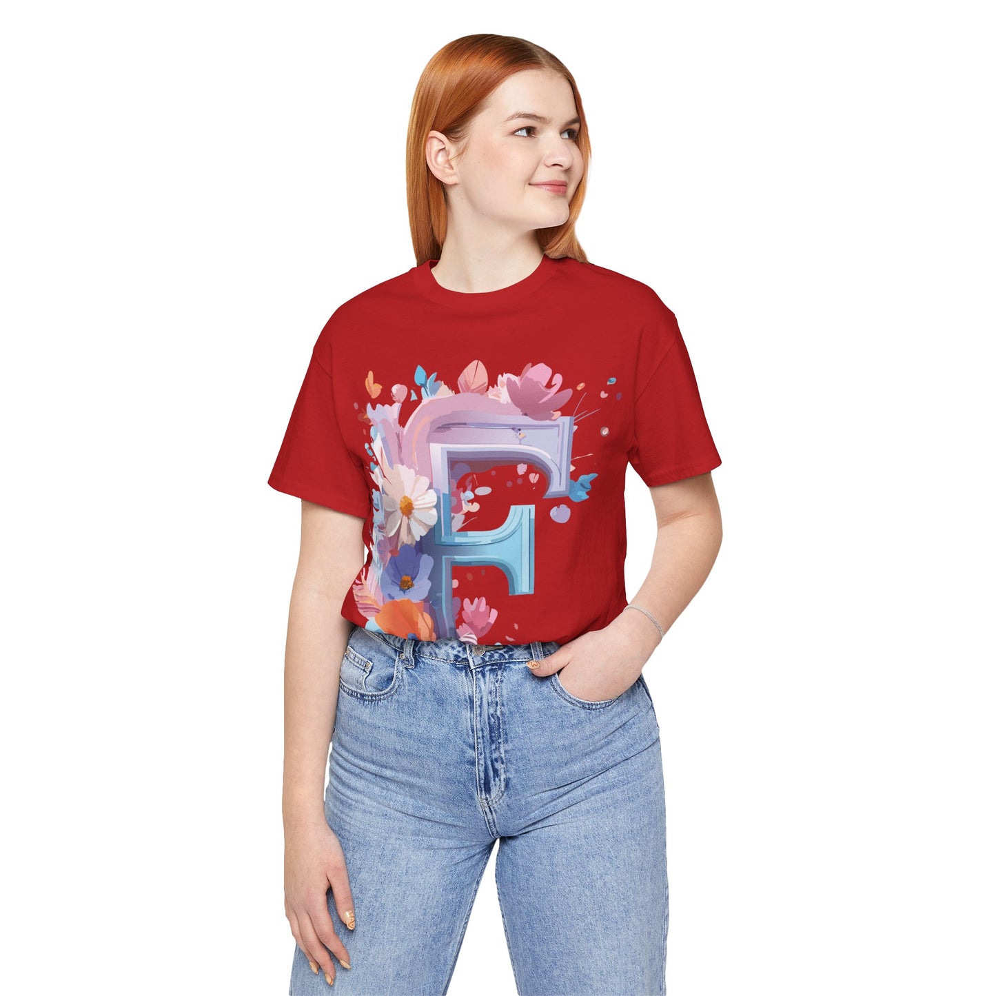 Natural Cotton Tee Shirt - Letters Collection - F Printify