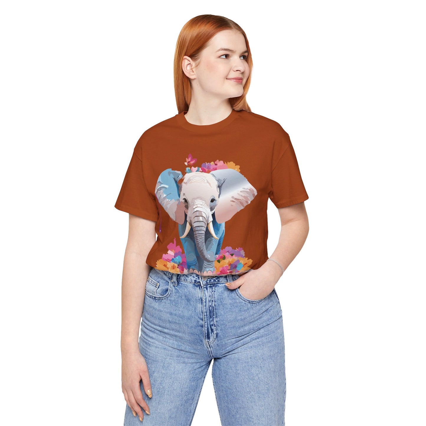 Natural Cotton Tee Shirt with Elephant Printify