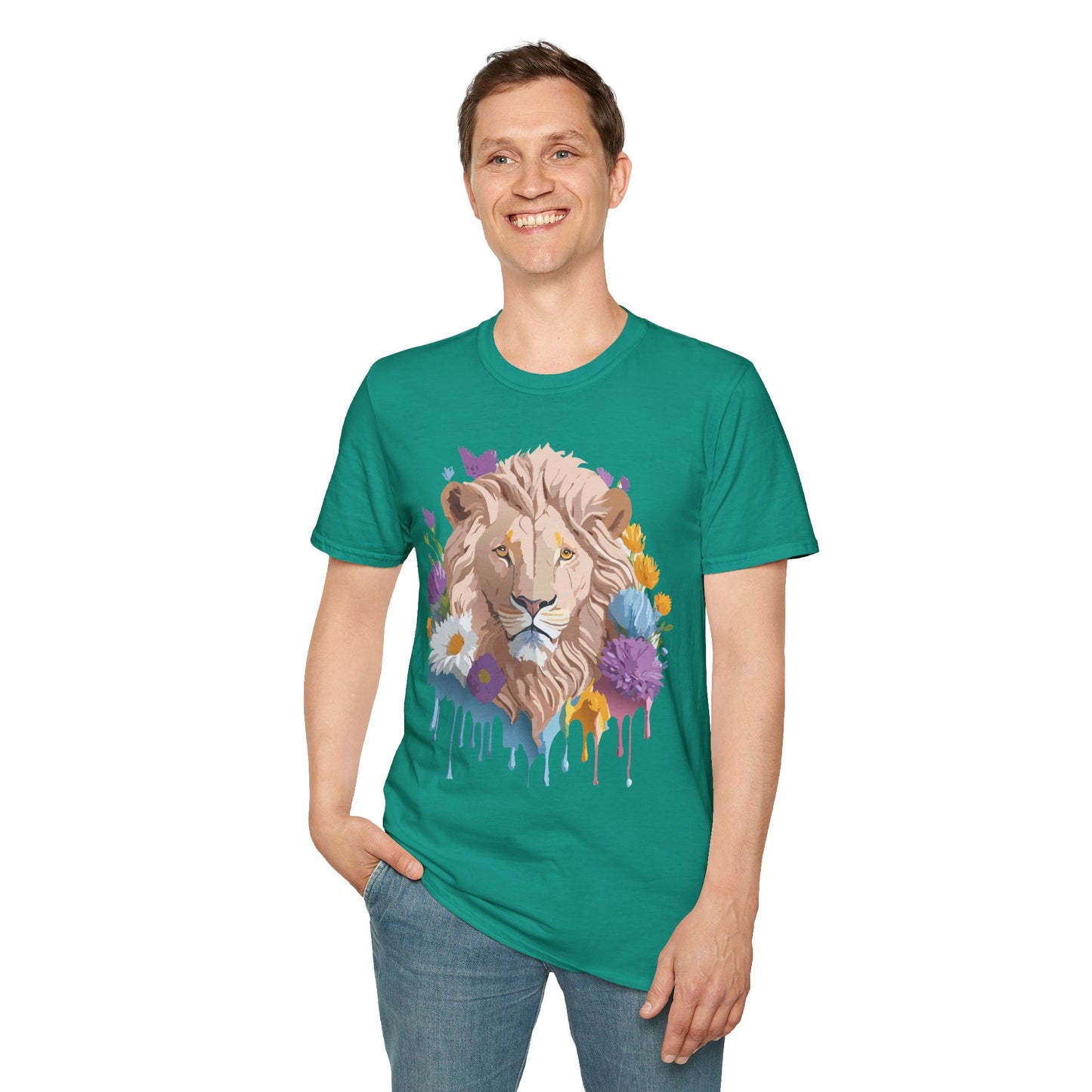 Lion Shirt, Shirt with Lion, Floral Lion Tee, Shirt with Animals