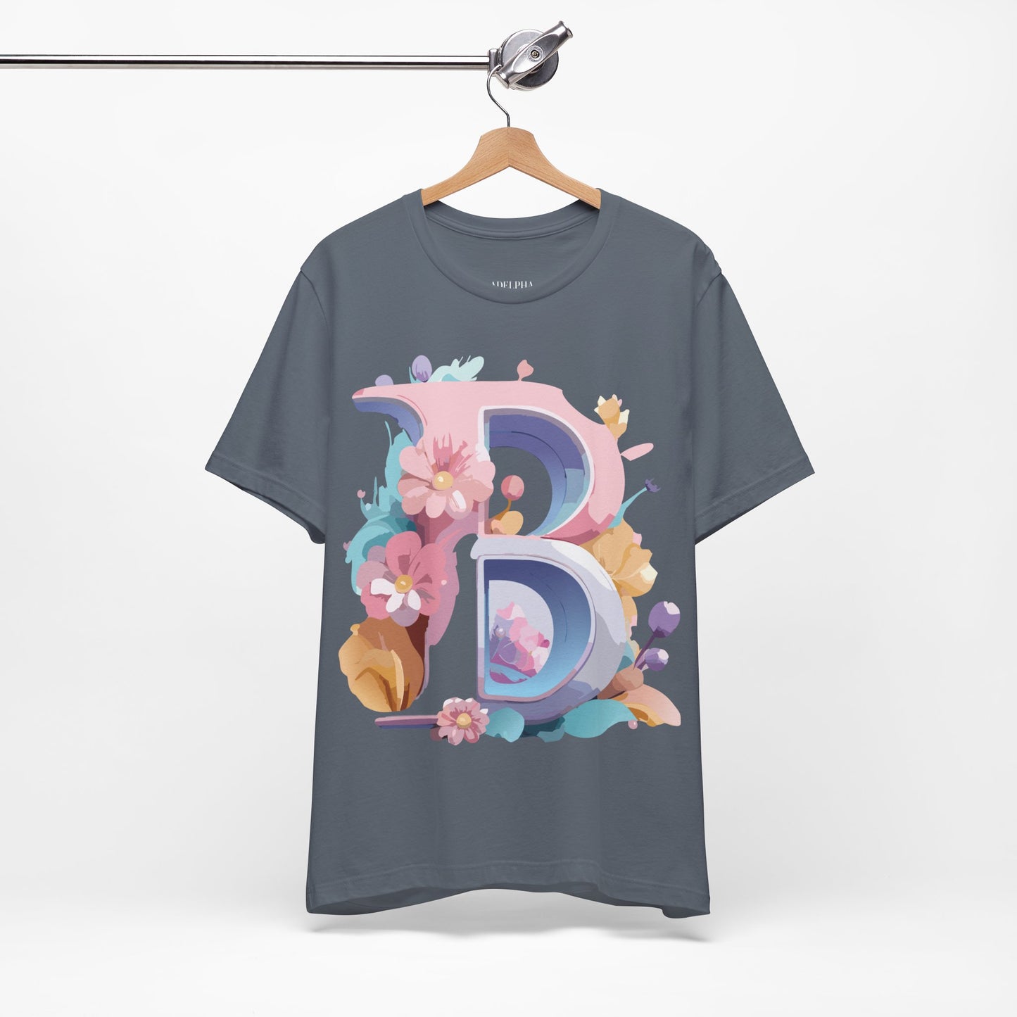 Natural Cotton Tee Shirt - Letters Collection - B Printify