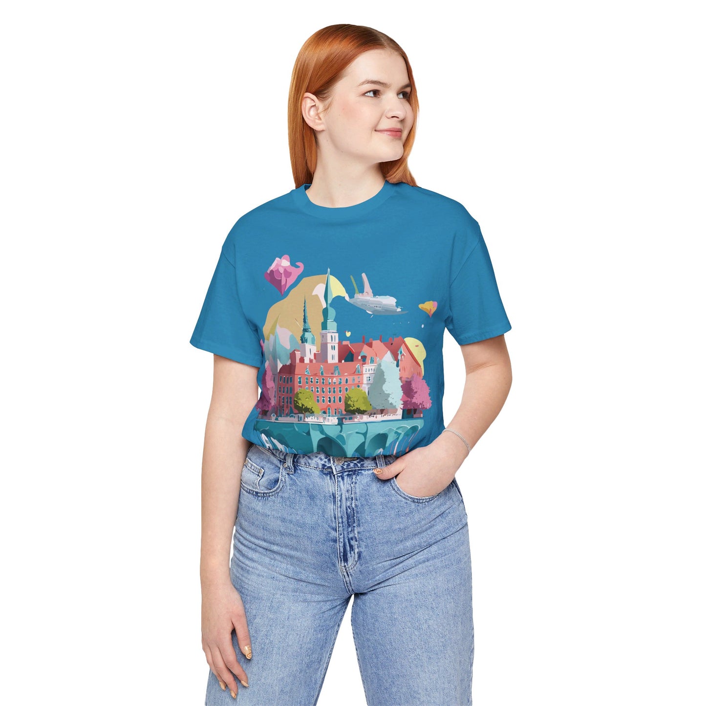 Natural Cotton Tee Shirt - Beautiful Places Collection - Warnemünde and Rostock - Germany Printify