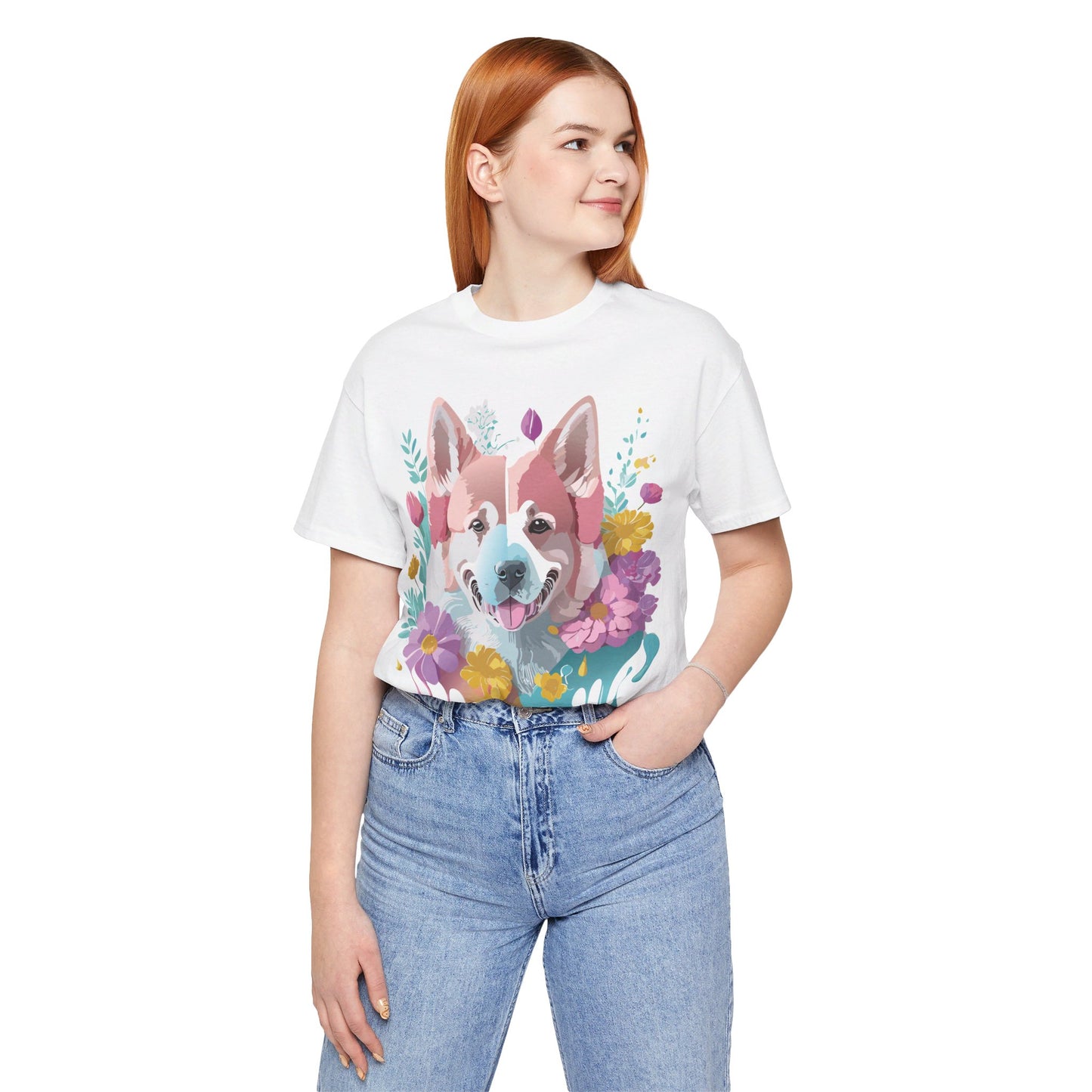 Natural Cotton Tee Shirt with Dog Printify