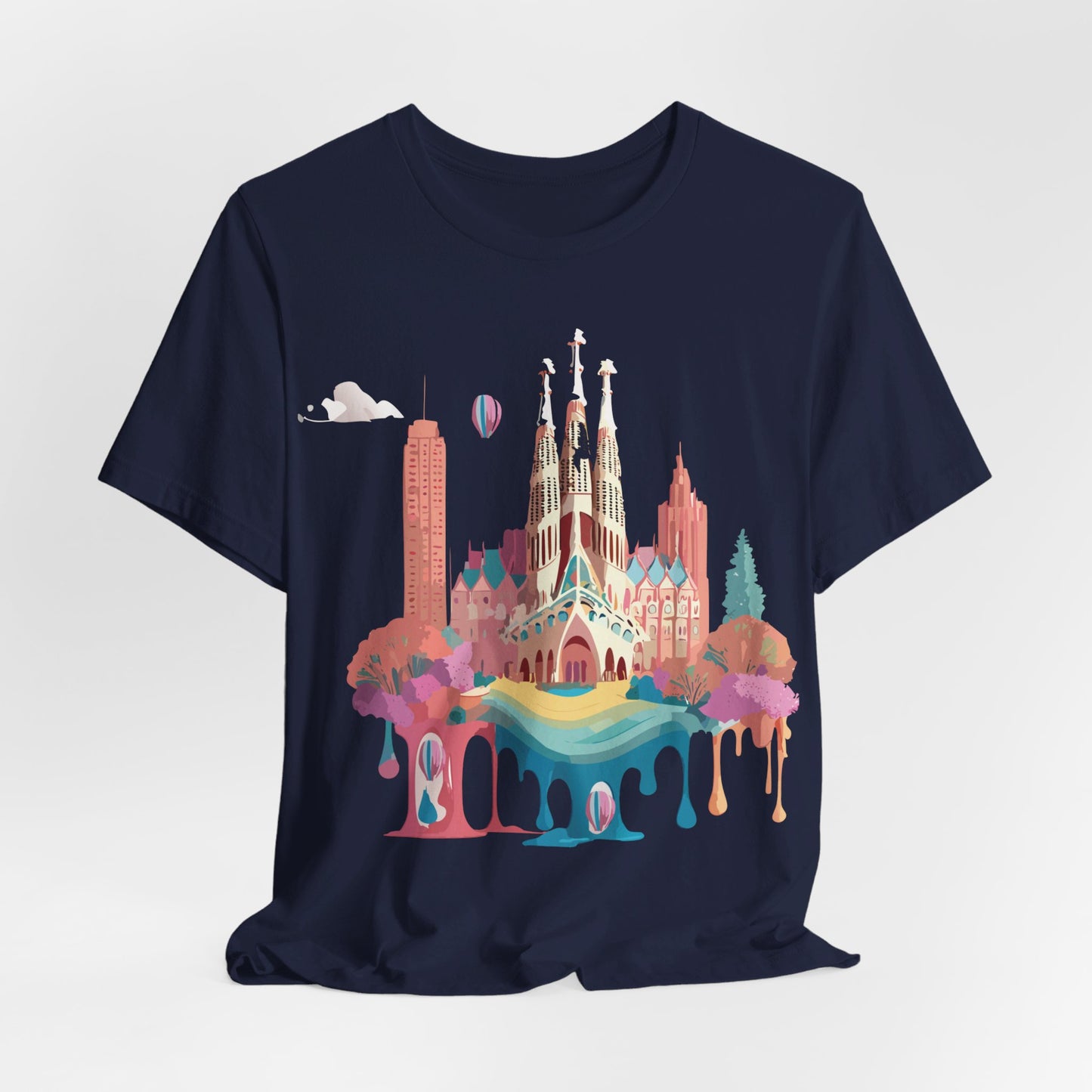 Natural Cotton Tee Shirt - Beautiful Places Collection - Barcelona Printify