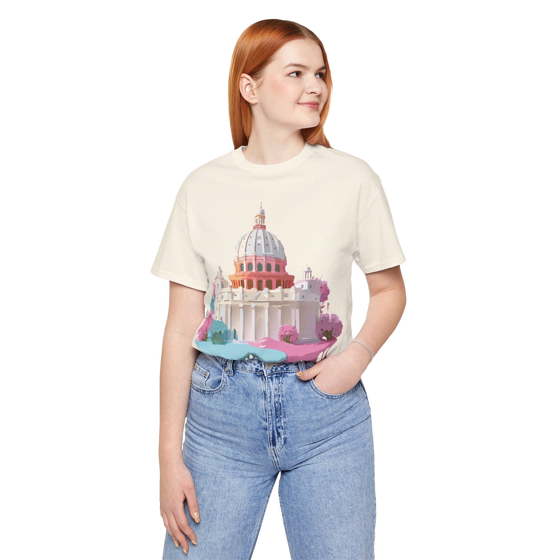Natural Cotton Tee Shirt - Beautiful Places Collection - Rome Printify