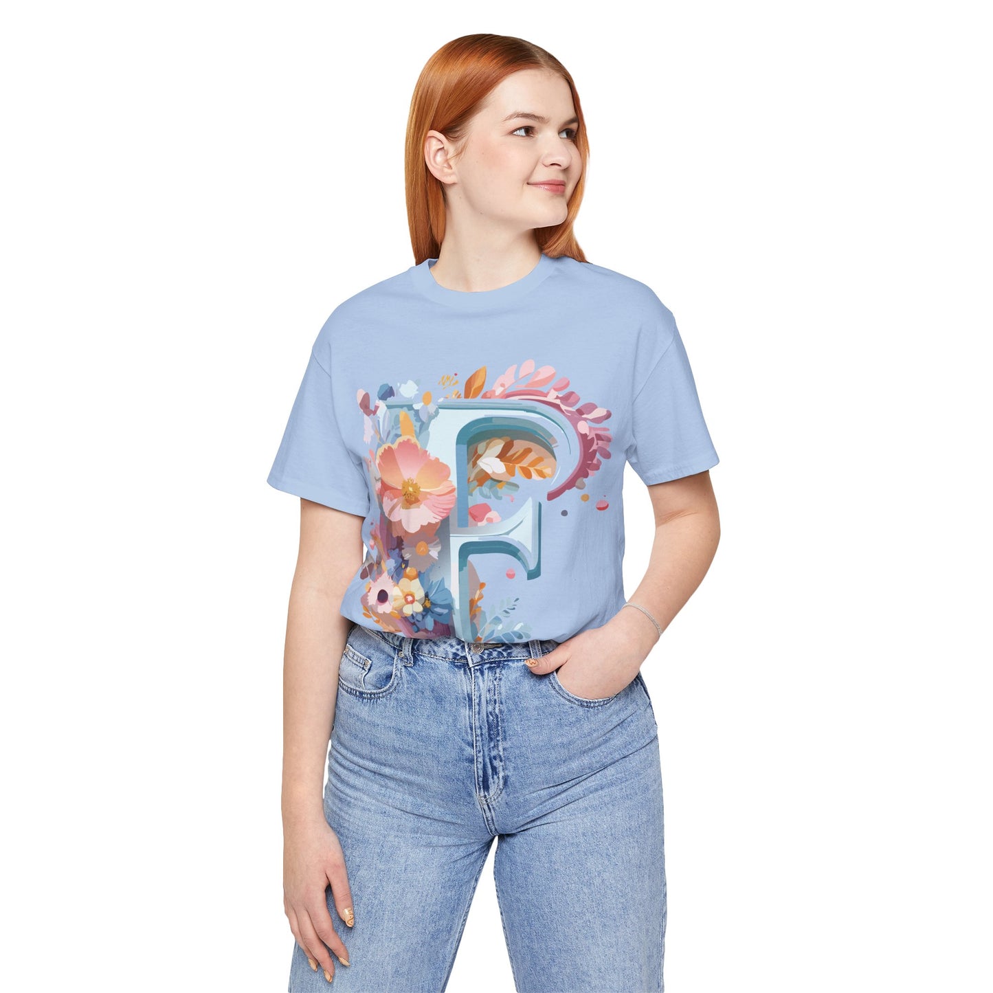 Natural Cotton Tee Shirt - Letters Collection - F Printify