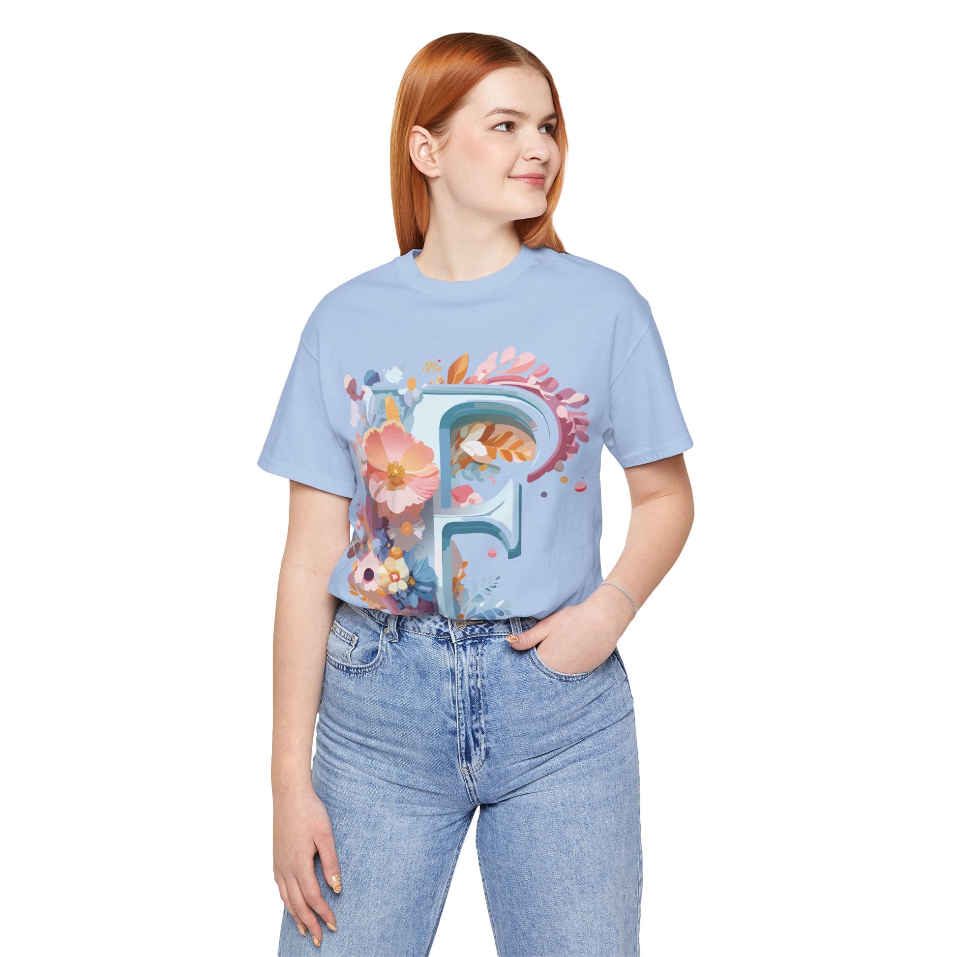 Natural Cotton Tee Shirt - Letters Collection - F Printify