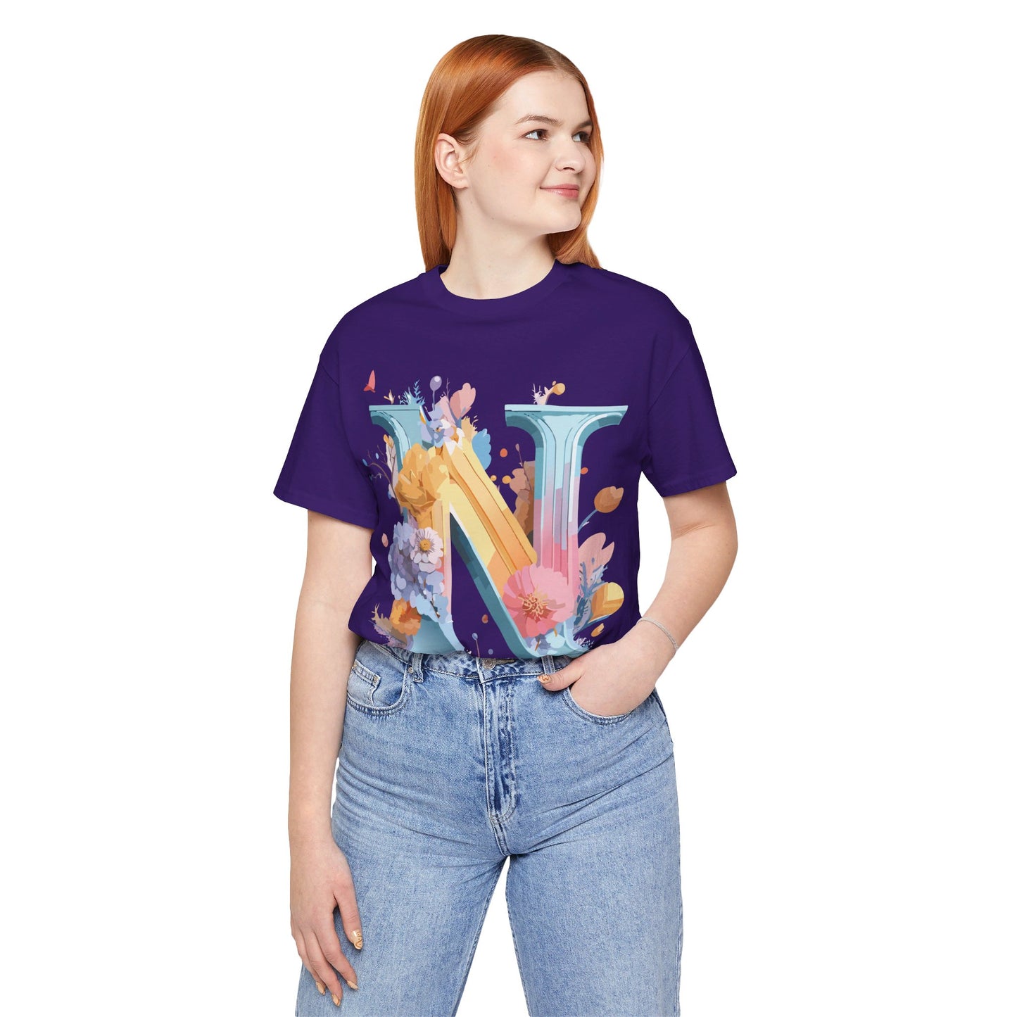 Natural Cotton Tee Shirt - Letters Collection - N Printify