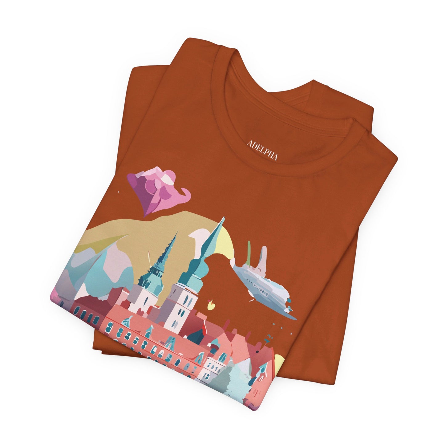 Natural Cotton Tee Shirt - Beautiful Places Collection - Warnemünde and Rostock - Germany Printify